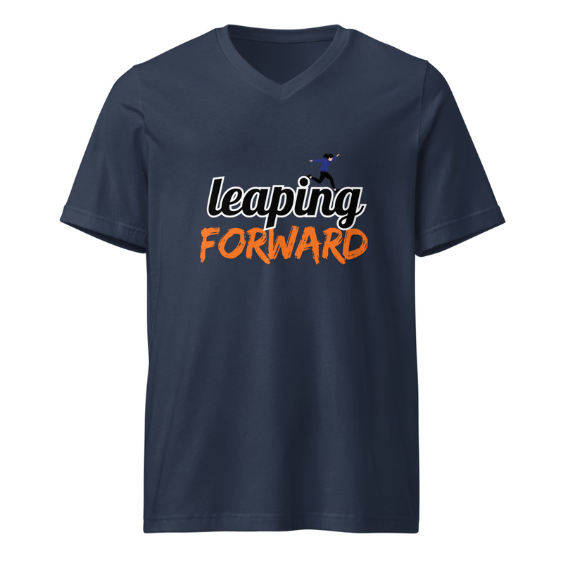 Unisex Short Sleeve V-Neck T-Shirt  - Leaping Forward
