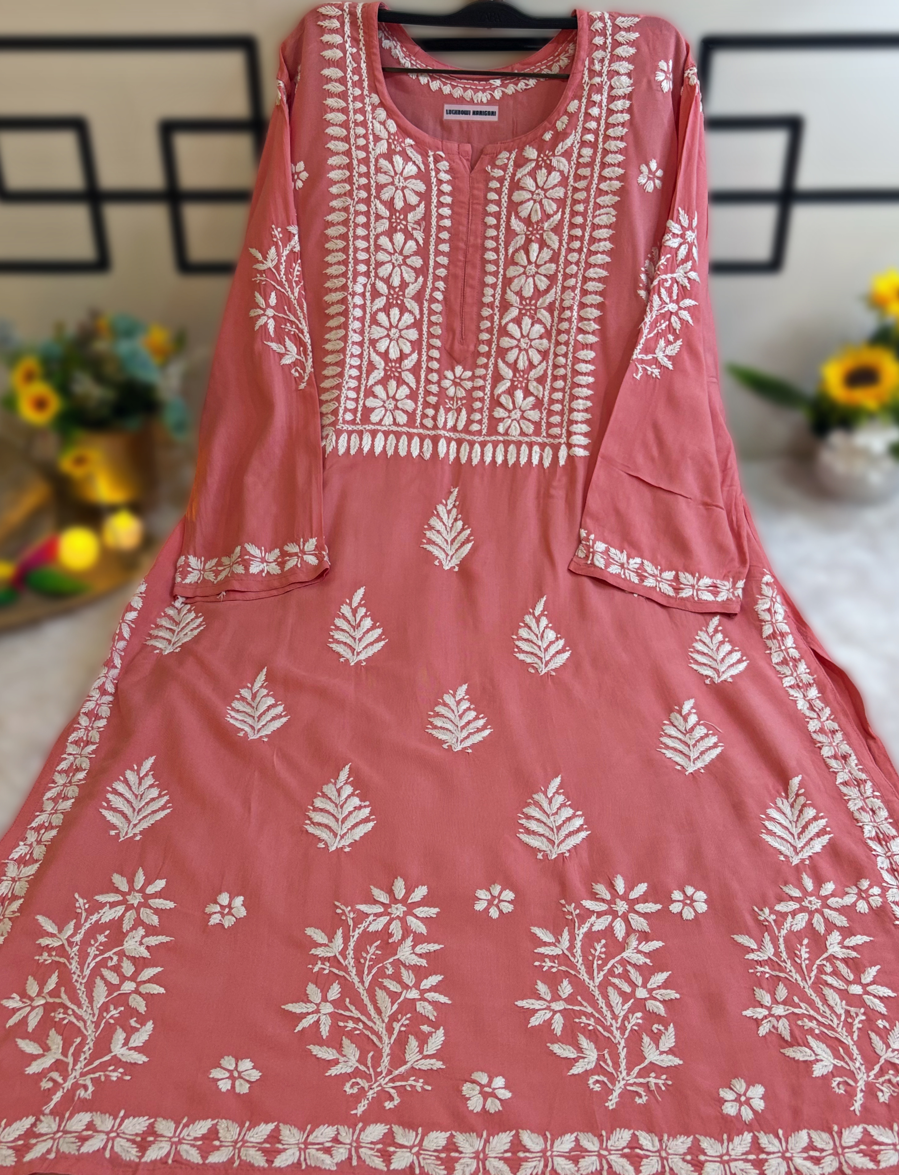 Raha Rayon- Dark Peach Kurti