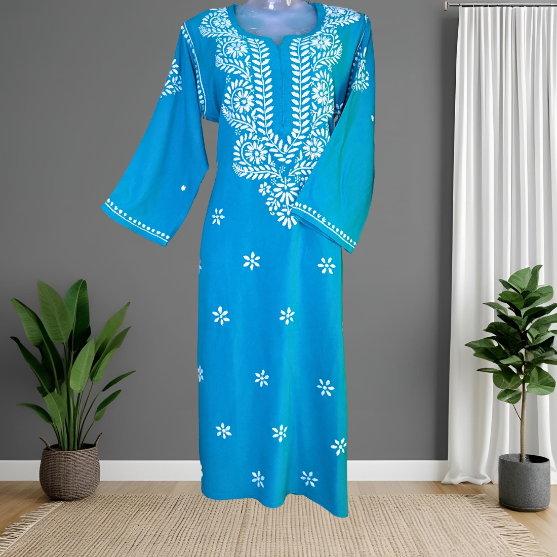 Lina Rayon- Turquoise Blue Kurti