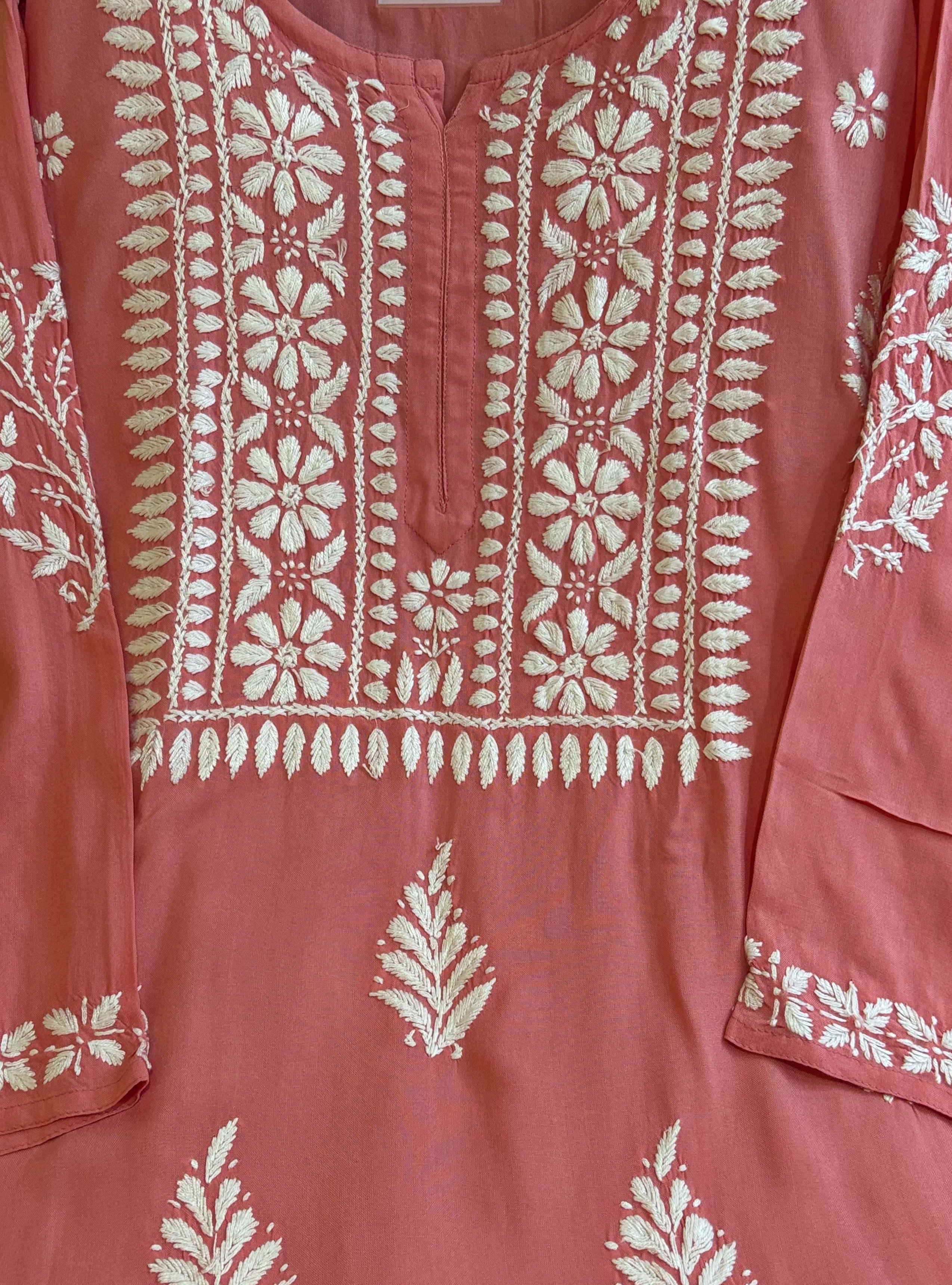 Raha Rayon- Dark Peach Kurti