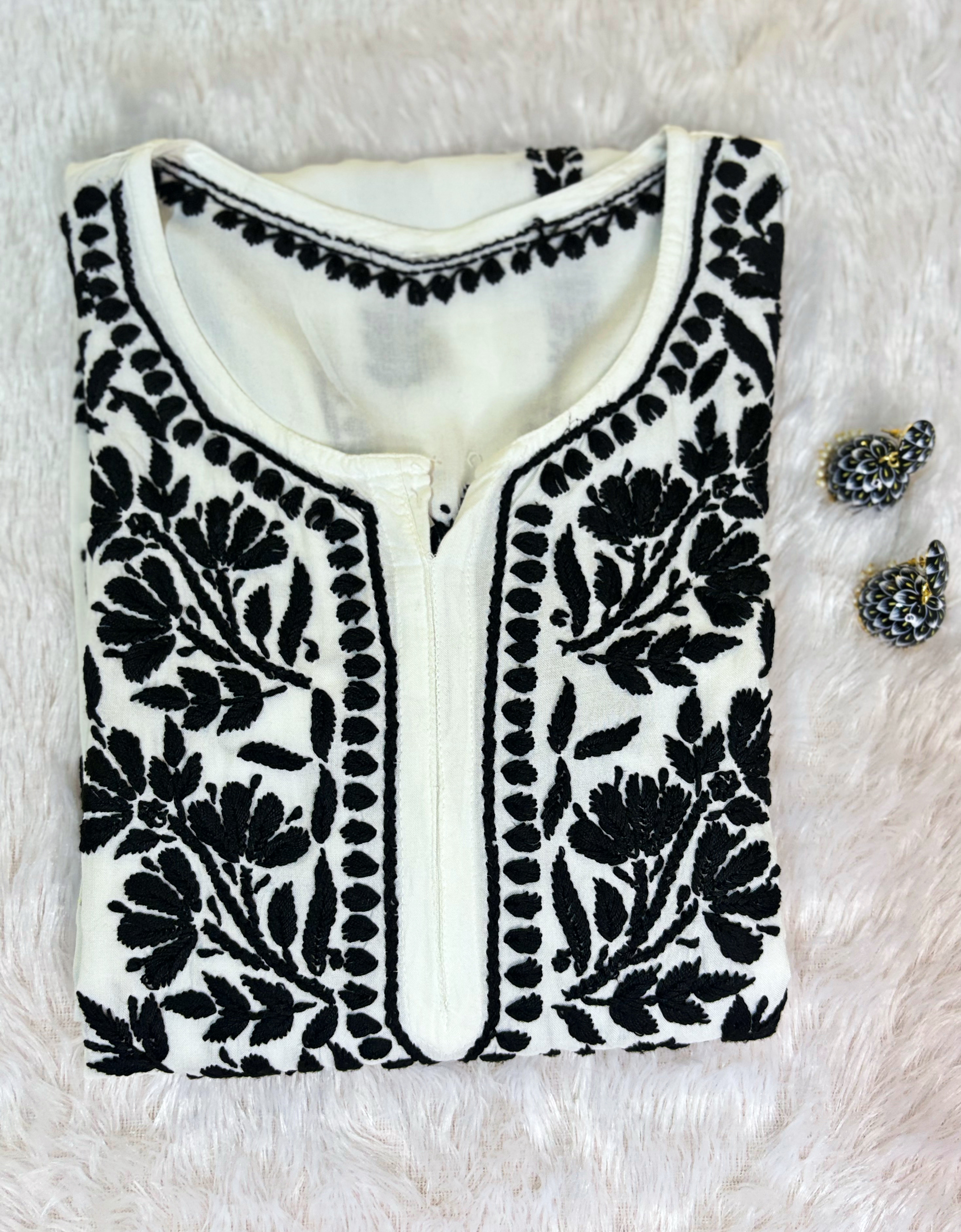 Black & White Rayon Kurti