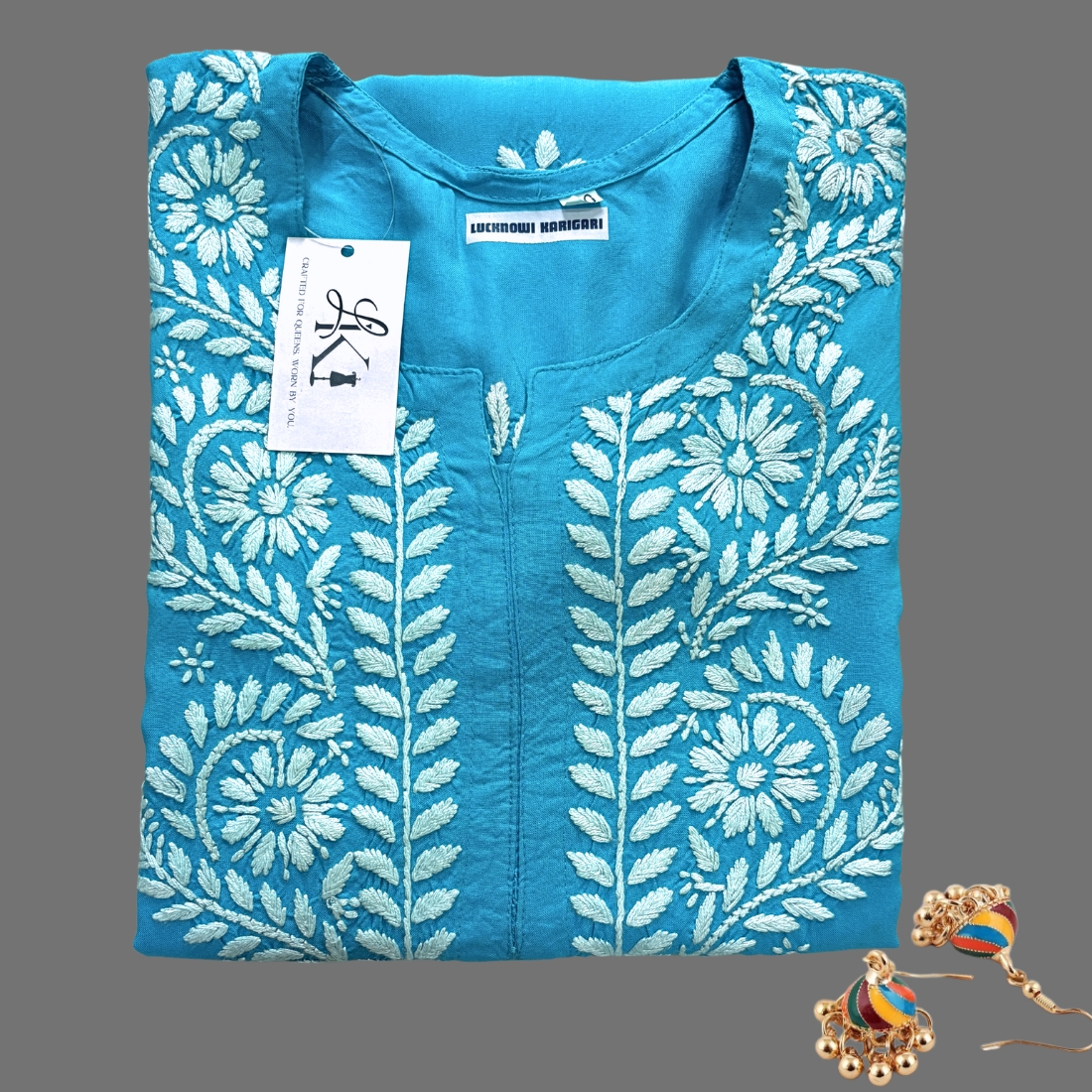 Lina Rayon- Turquoise Blue Kurti