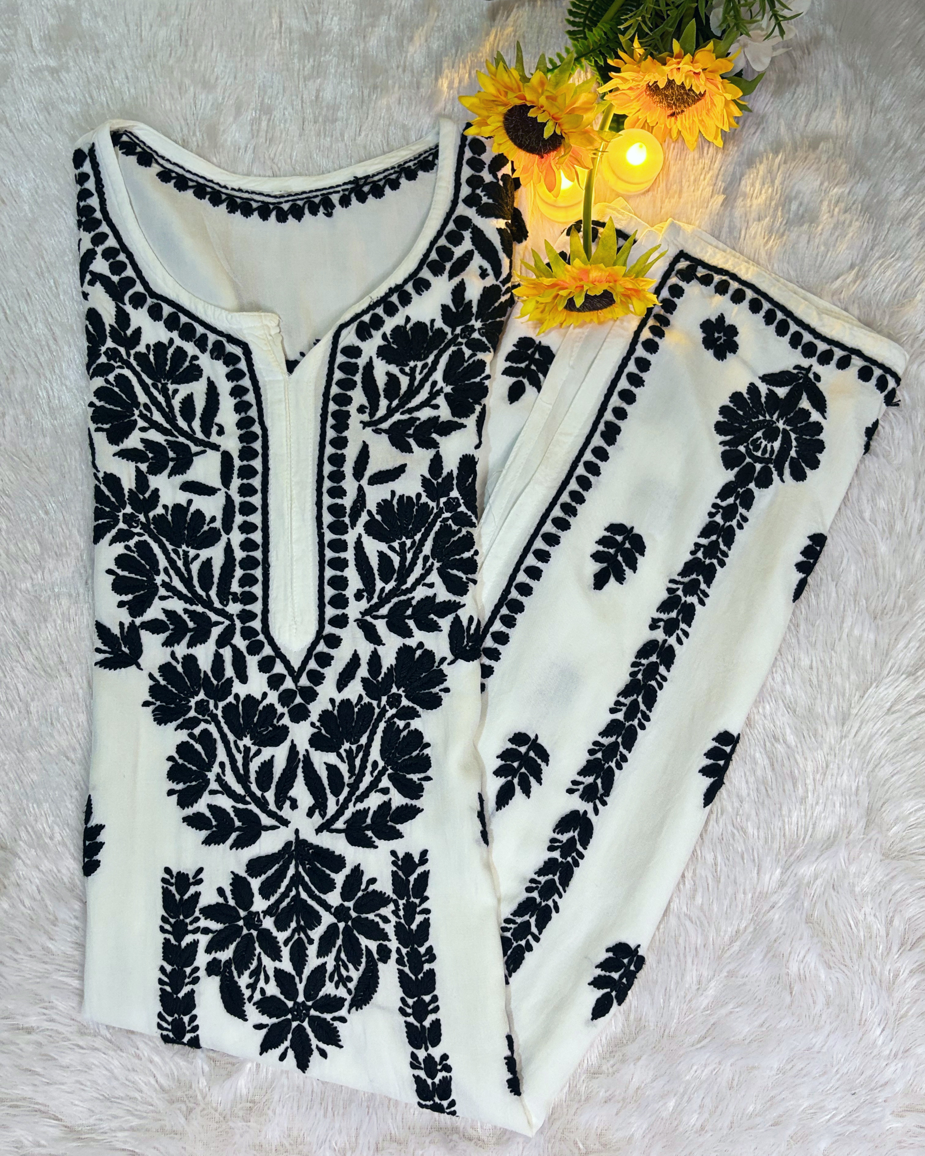 Black & White Rayon Kurti