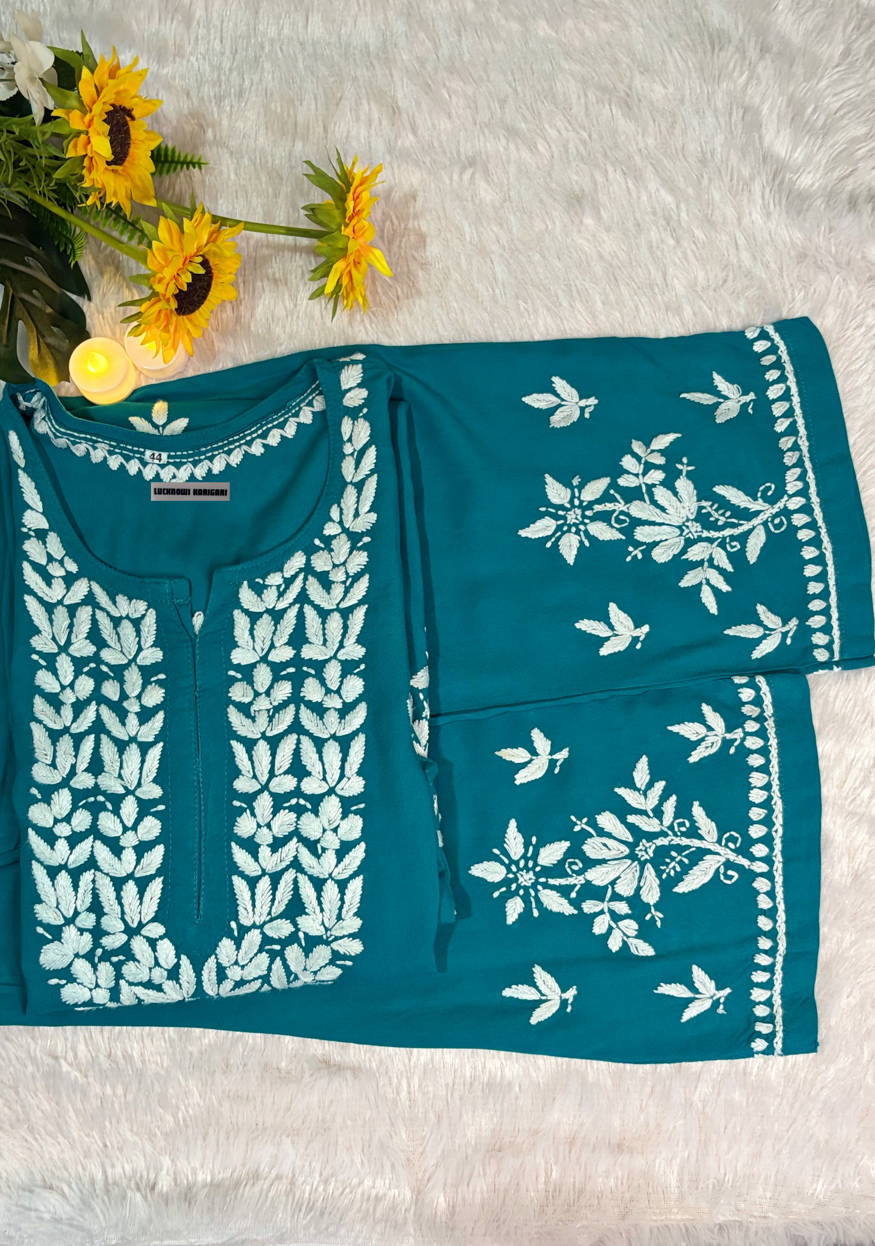 Mayra Rayon- Turquoise Kurti with Pant Set