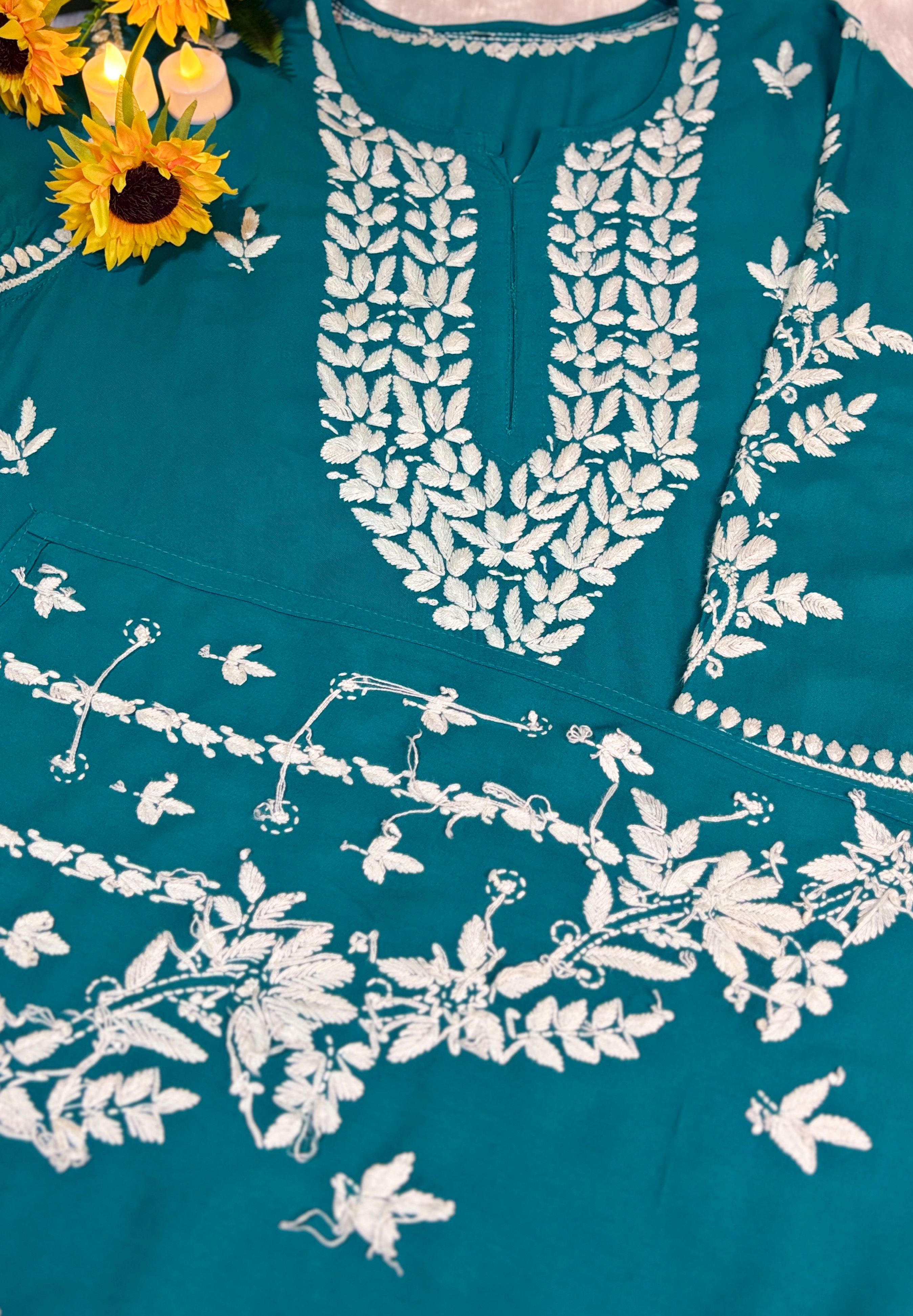 Mayra Rayon- Turquoise Kurti with Pant Set