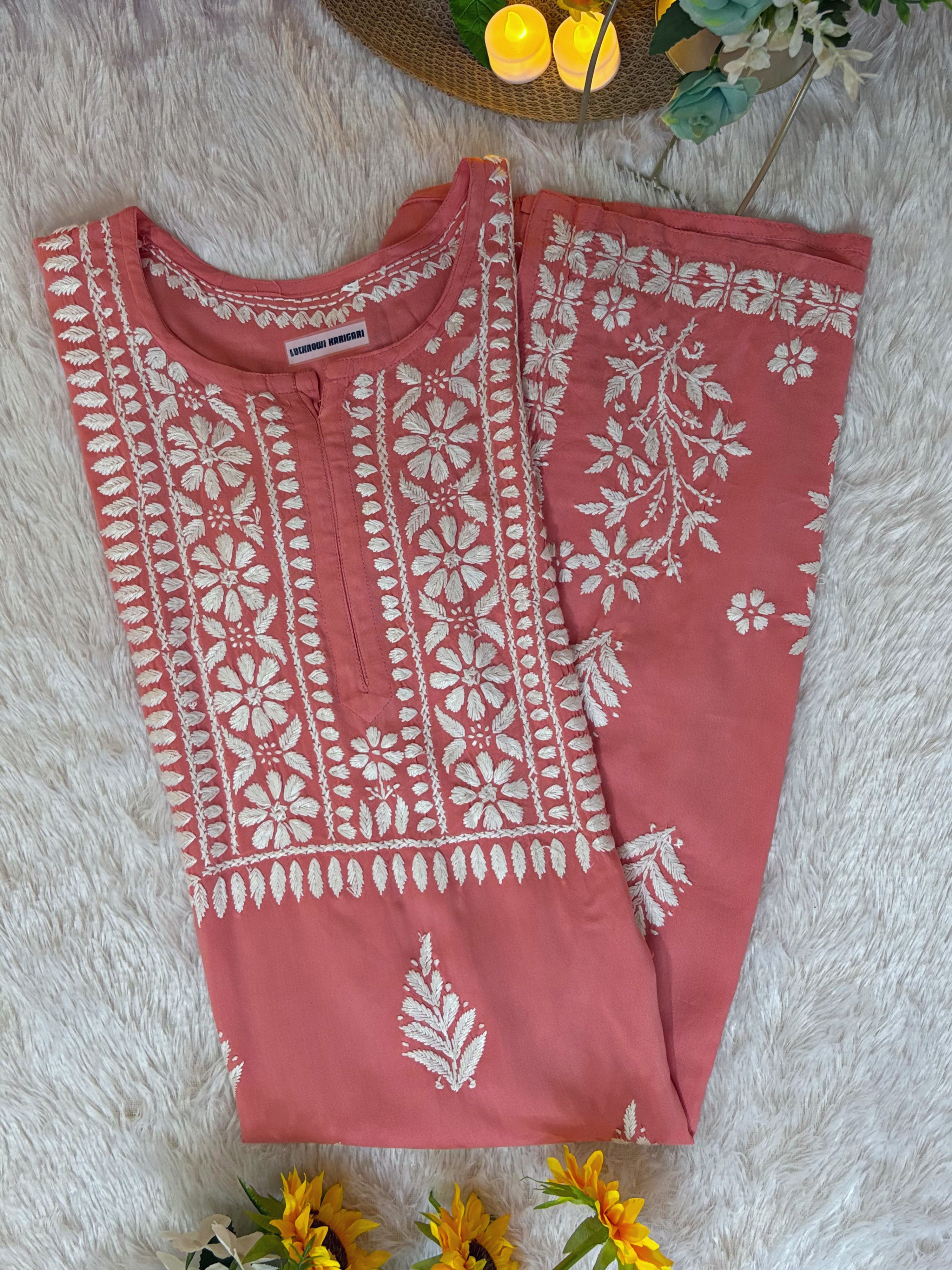 Raha Rayon- Dark Peach Kurti