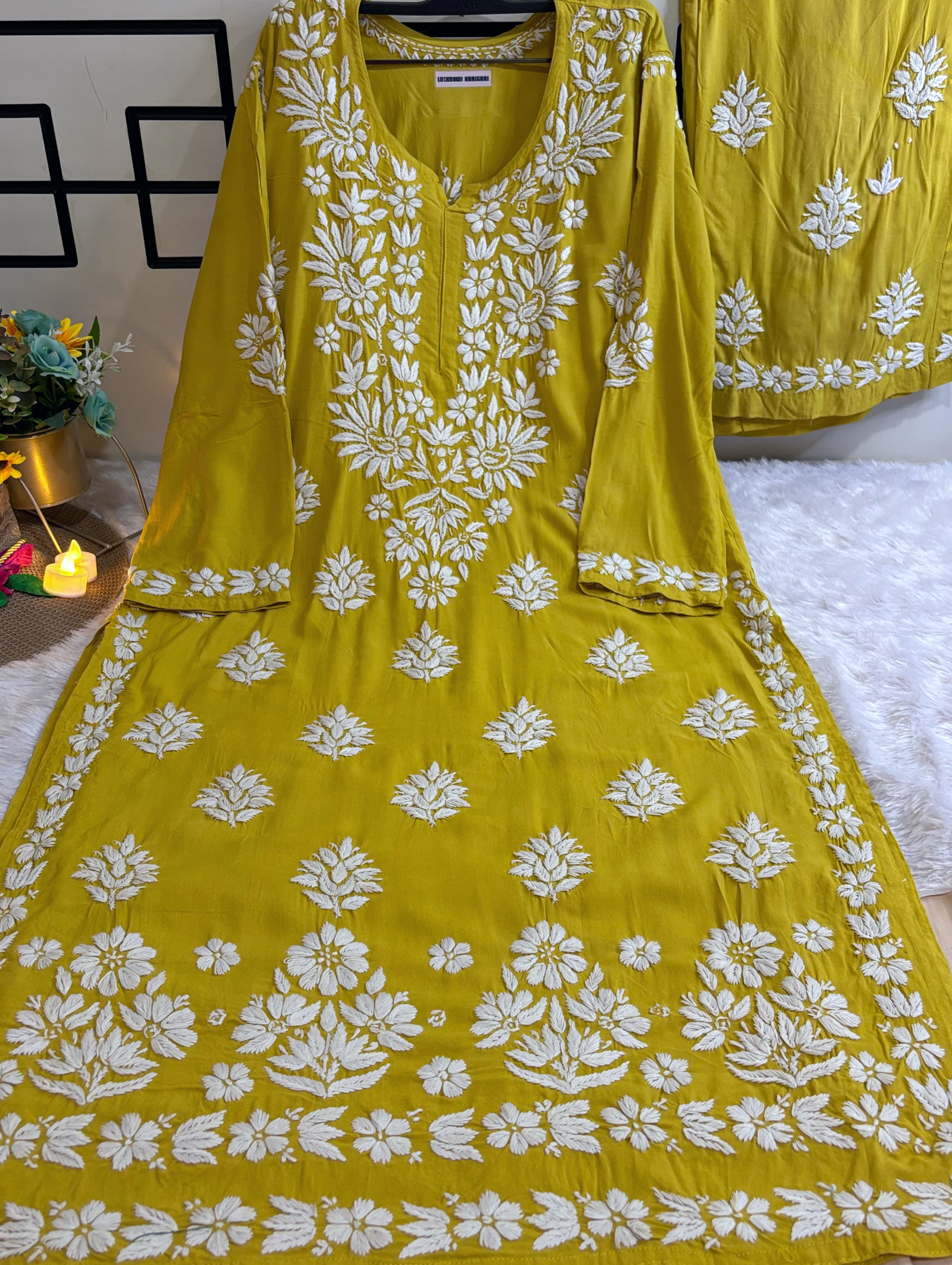 Shiza Rayon- Musturd Kurti with Pant Set