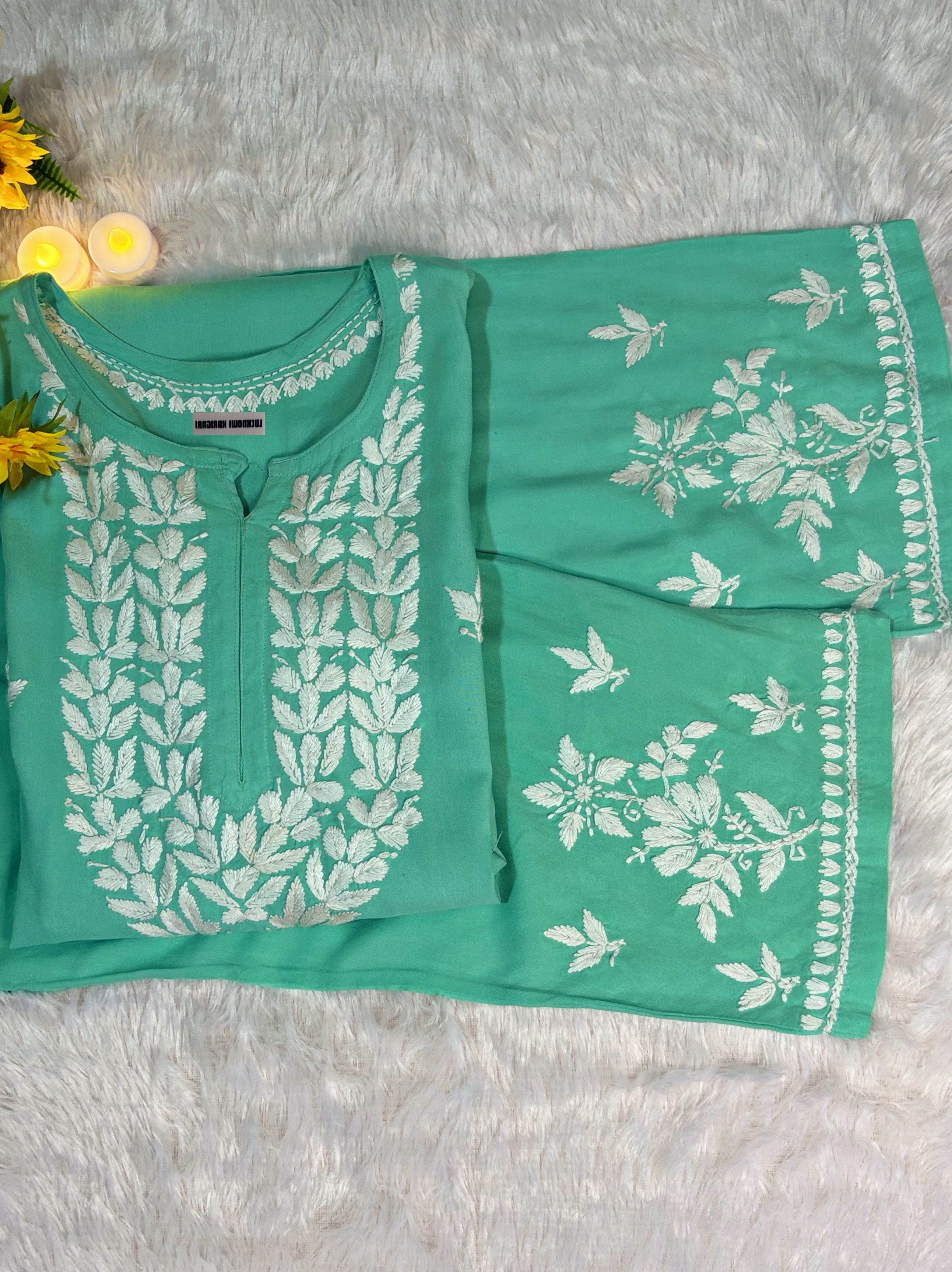 Mayra Rayon -Pistachio Kurti with Pant Set