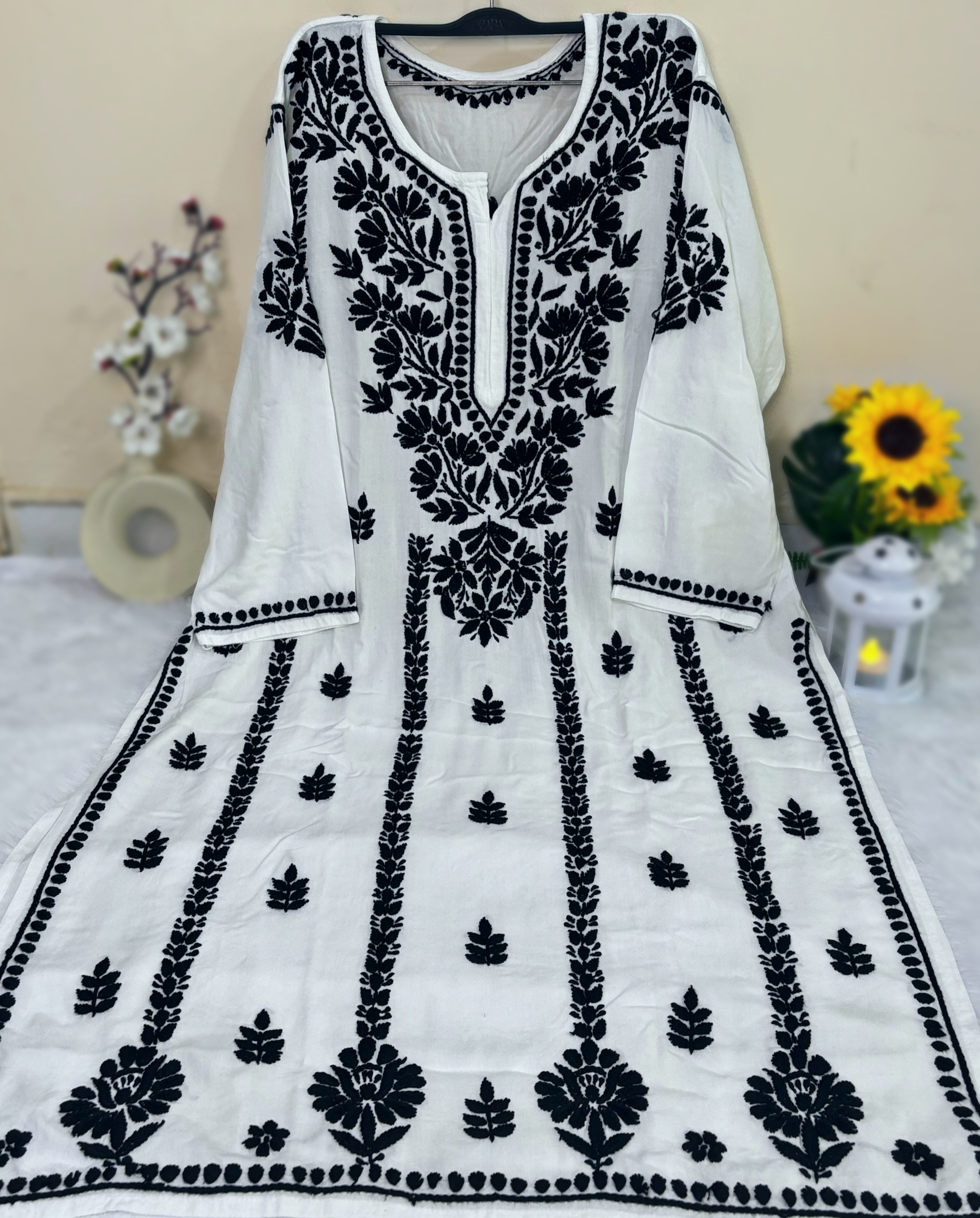 Black & White Rayon Kurti