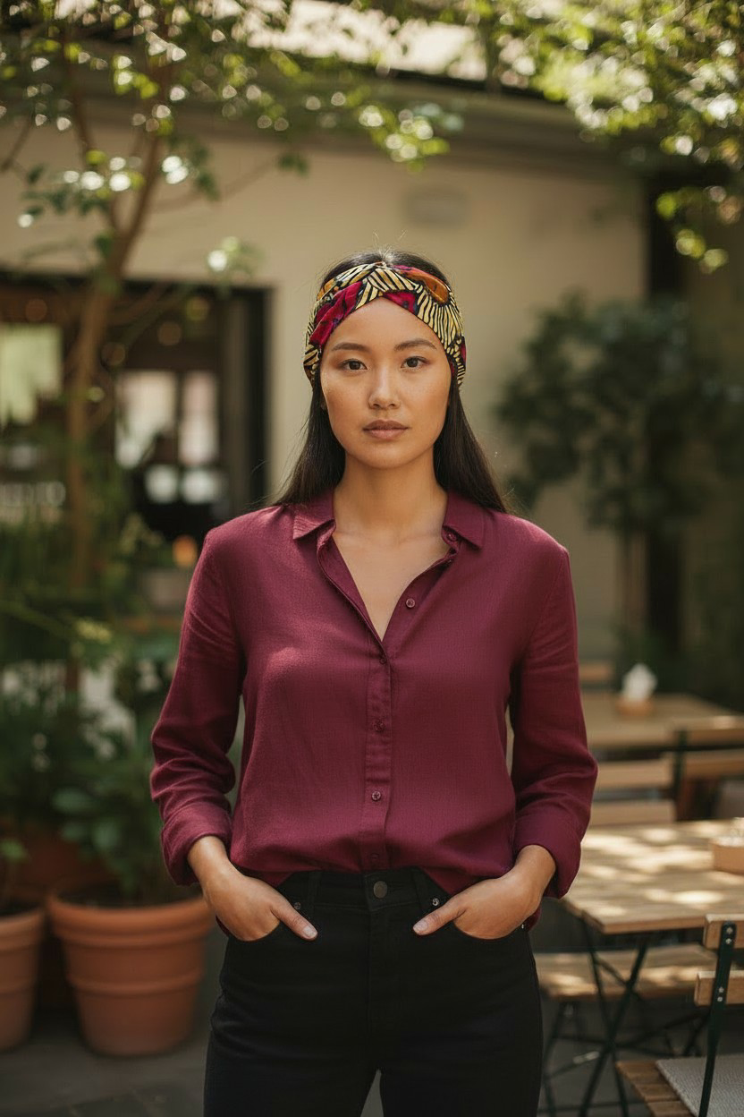 Headband Fleurs de Mariage - Bordeaux & Marron