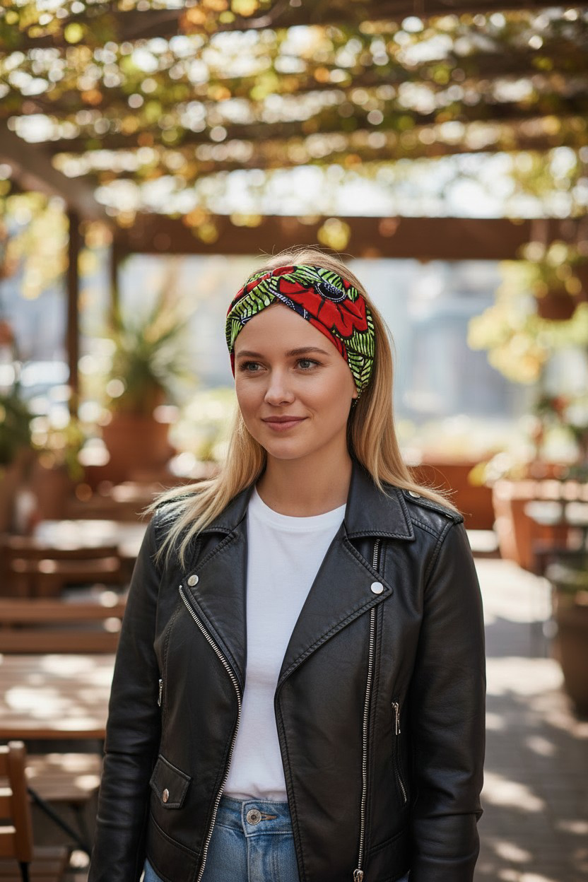 Headband Fleurs de Mariage - Orange & Vert