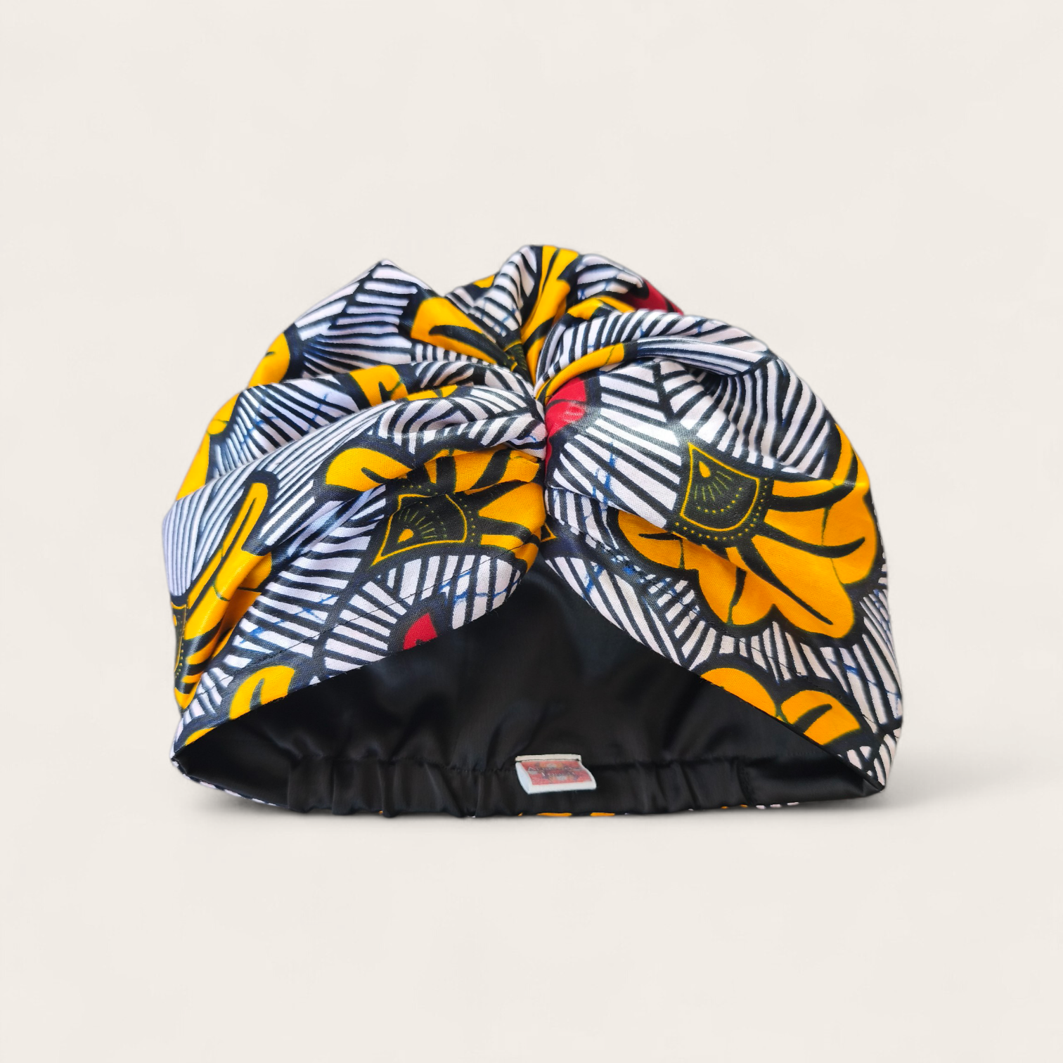 Bonnet turban Fleurs de mariage - Jaune & Rouge