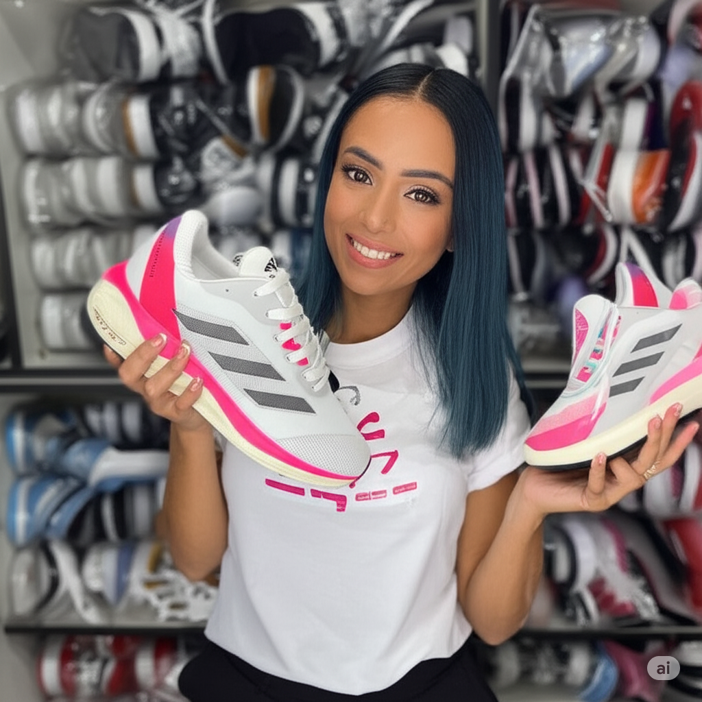 Tênis adidas branco e rosa