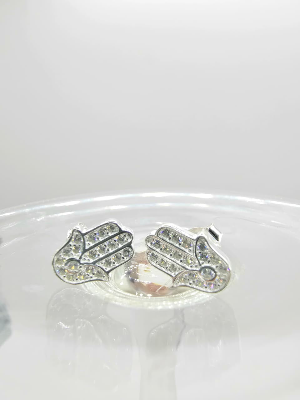 Aretes mano de Fátima con cristales