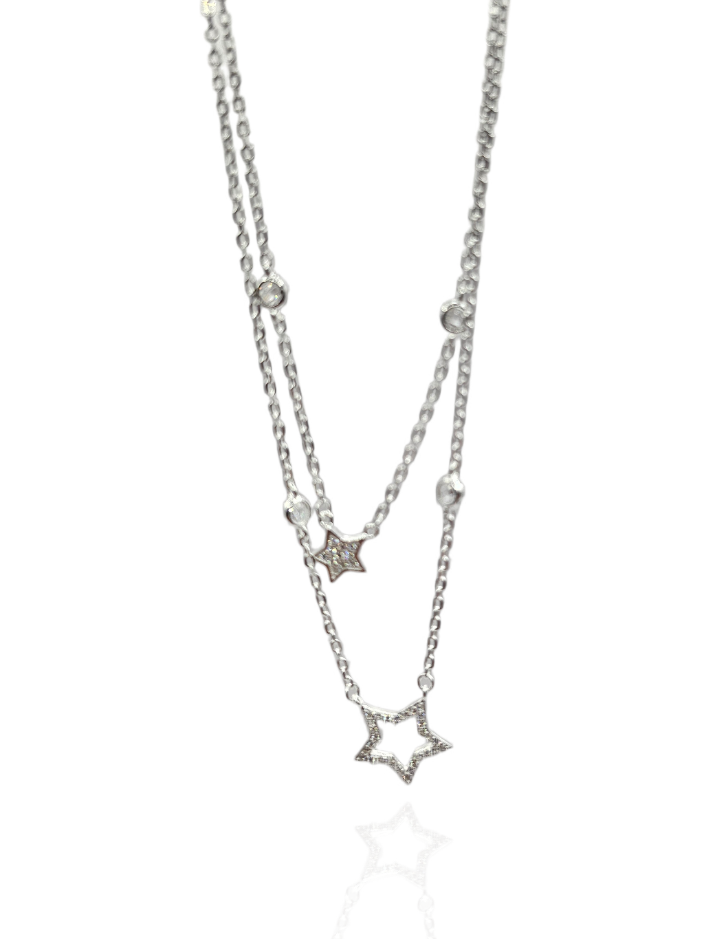 Collar de estrellas plateado
