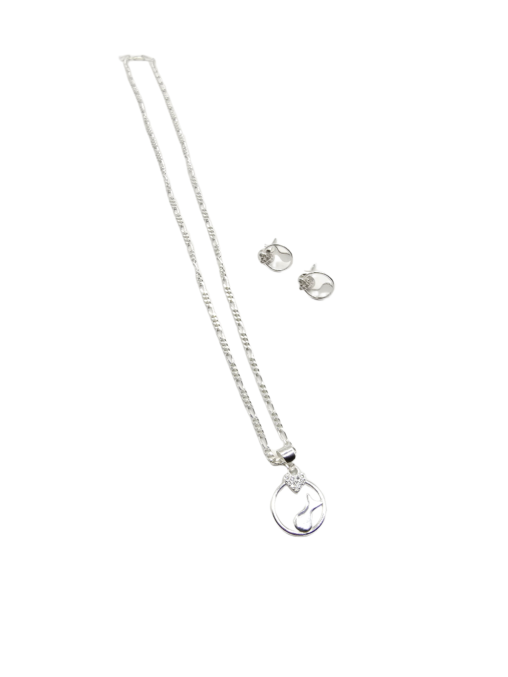 Collar de plata con dije de gato