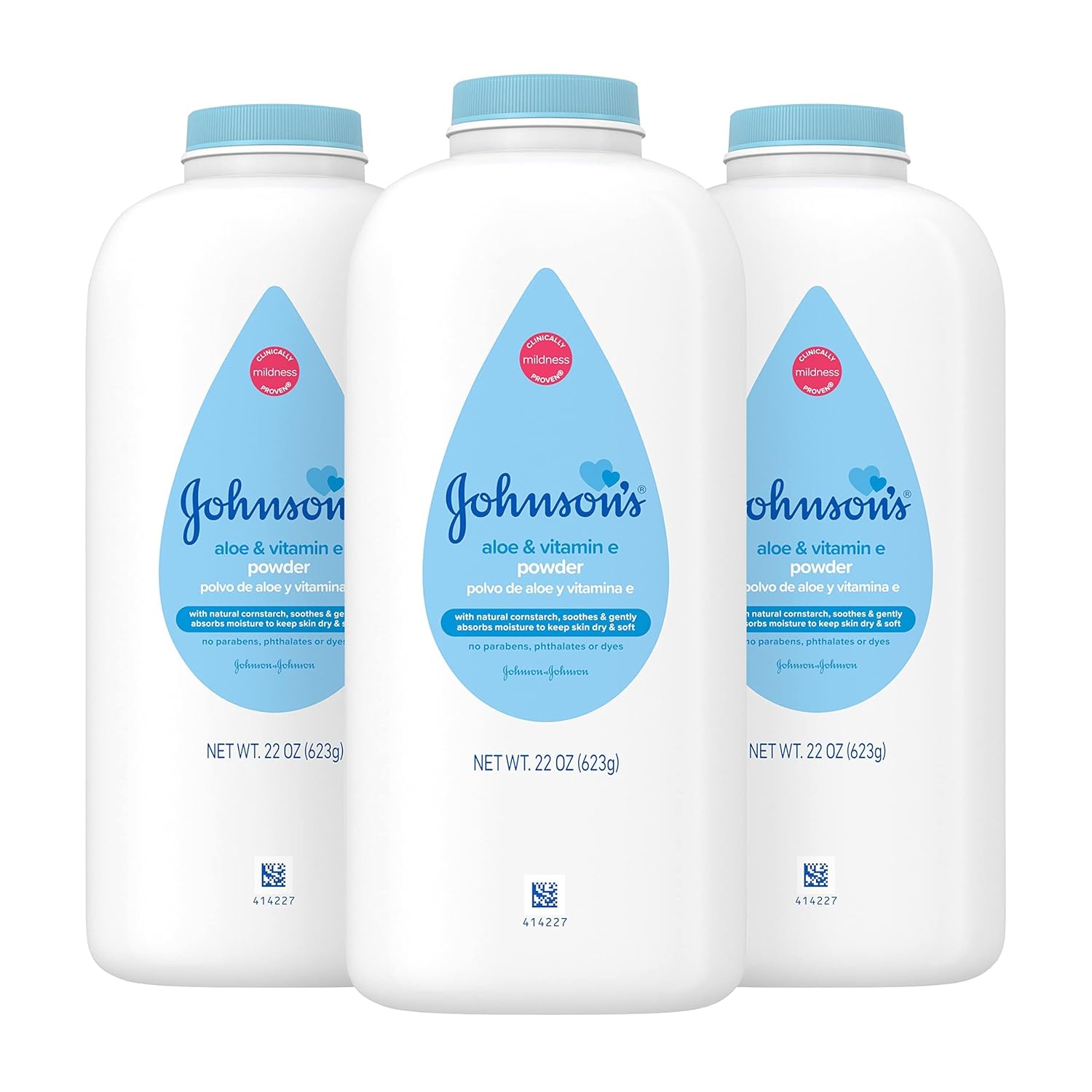 Johnson's Baby Powder with Naturally Derived Cornstarch, Aloe & Vitamin E for Delicate Skin