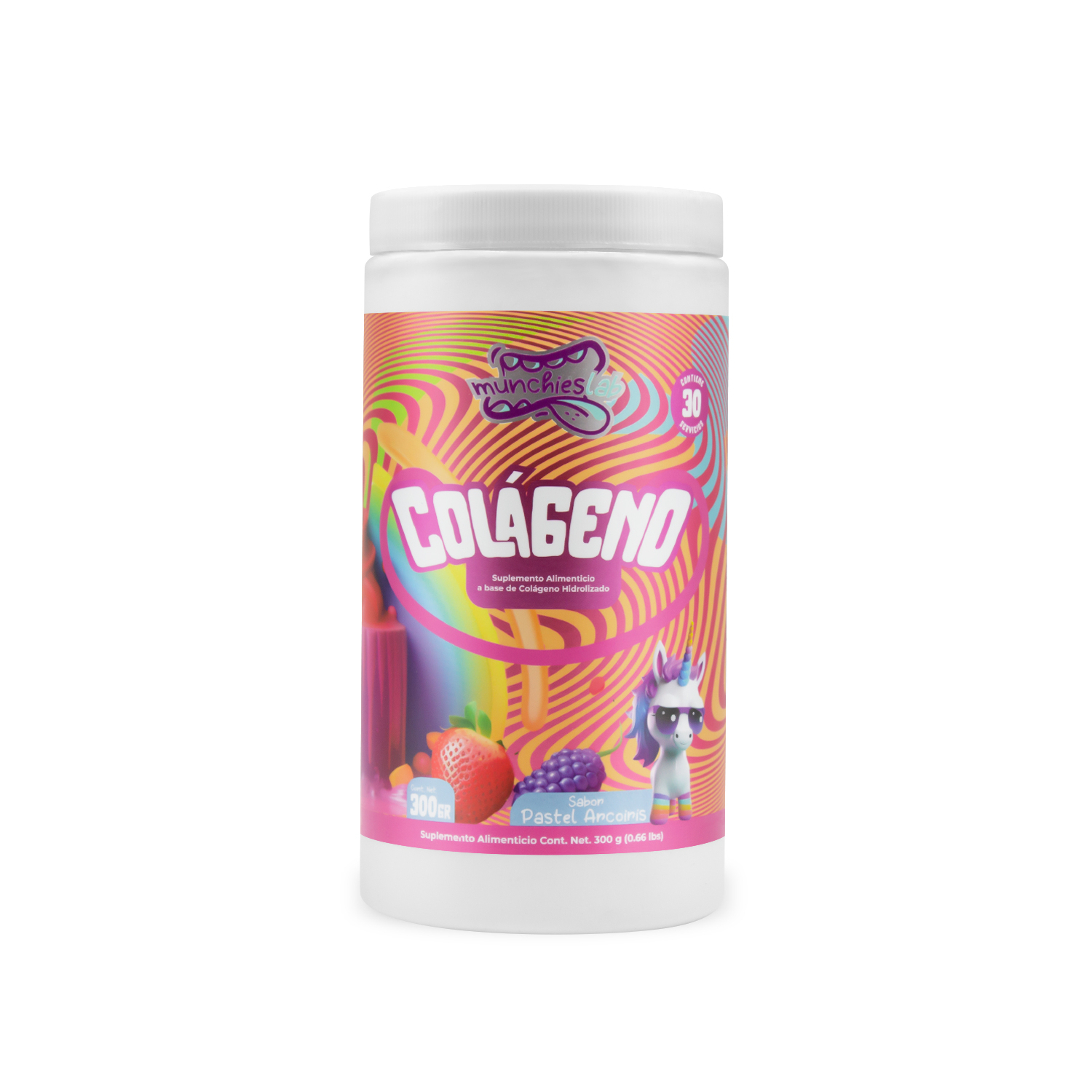 Colágeno Hidrolizado 300 g – Sabor Pastel Arcoíris