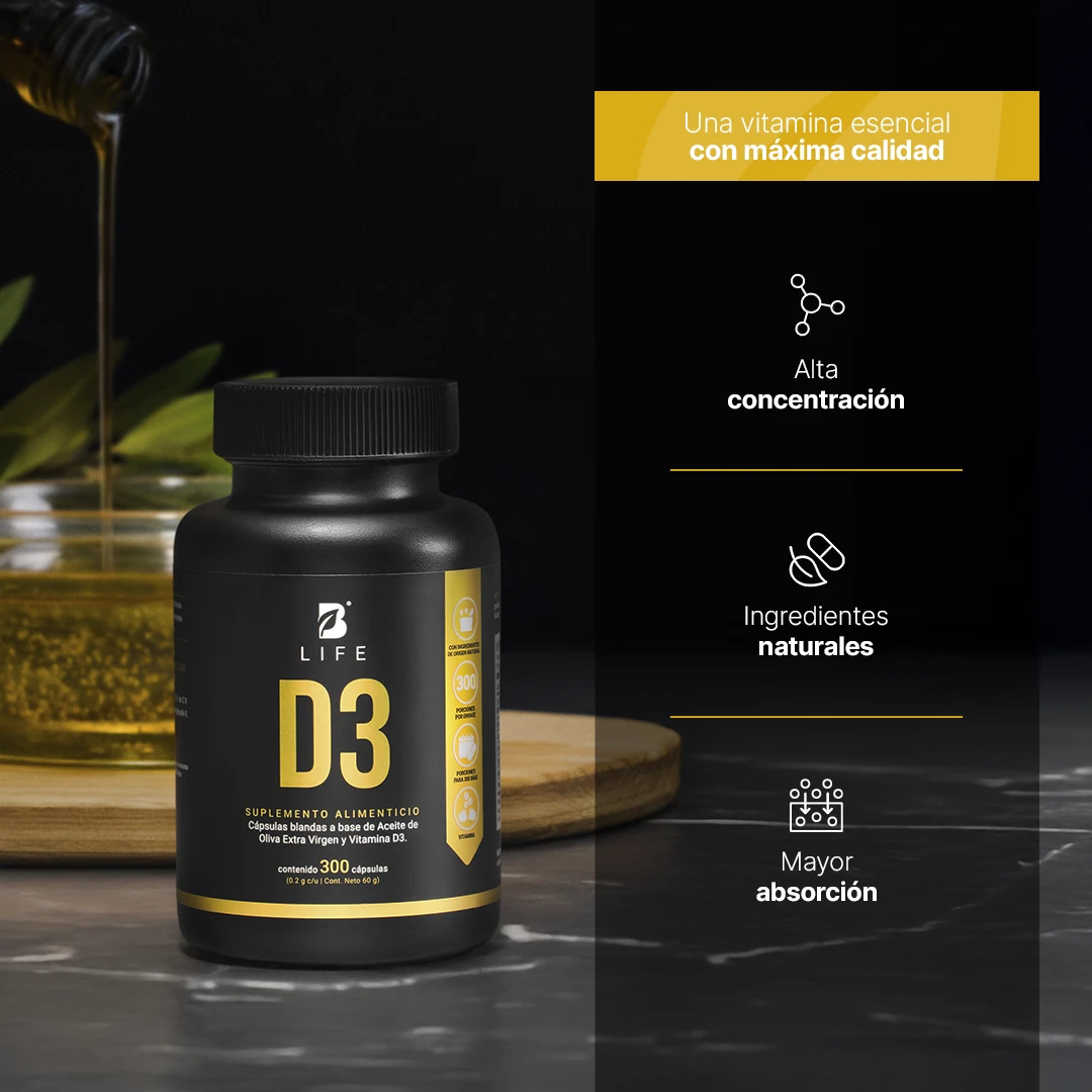 D3 B Life® – Vitamina D3 5000 UI con Aceite de Oliva Extra Virgen