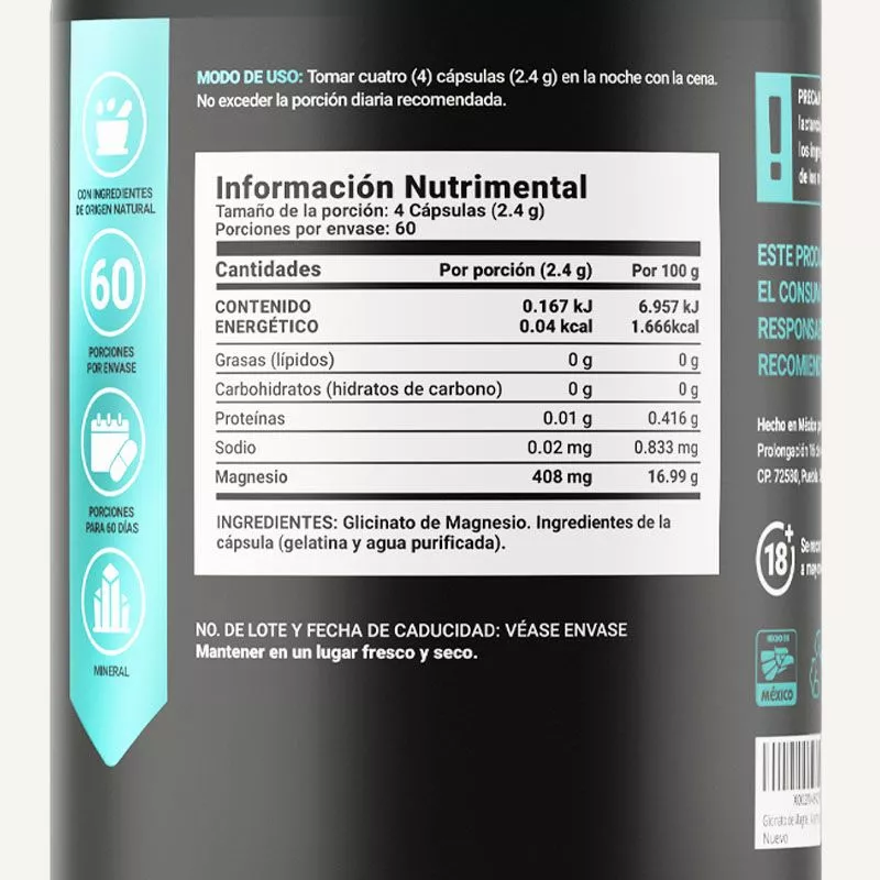 Glycinate Mag B Life® – Magnesio de alta absorción con Vitamina C y Colágeno