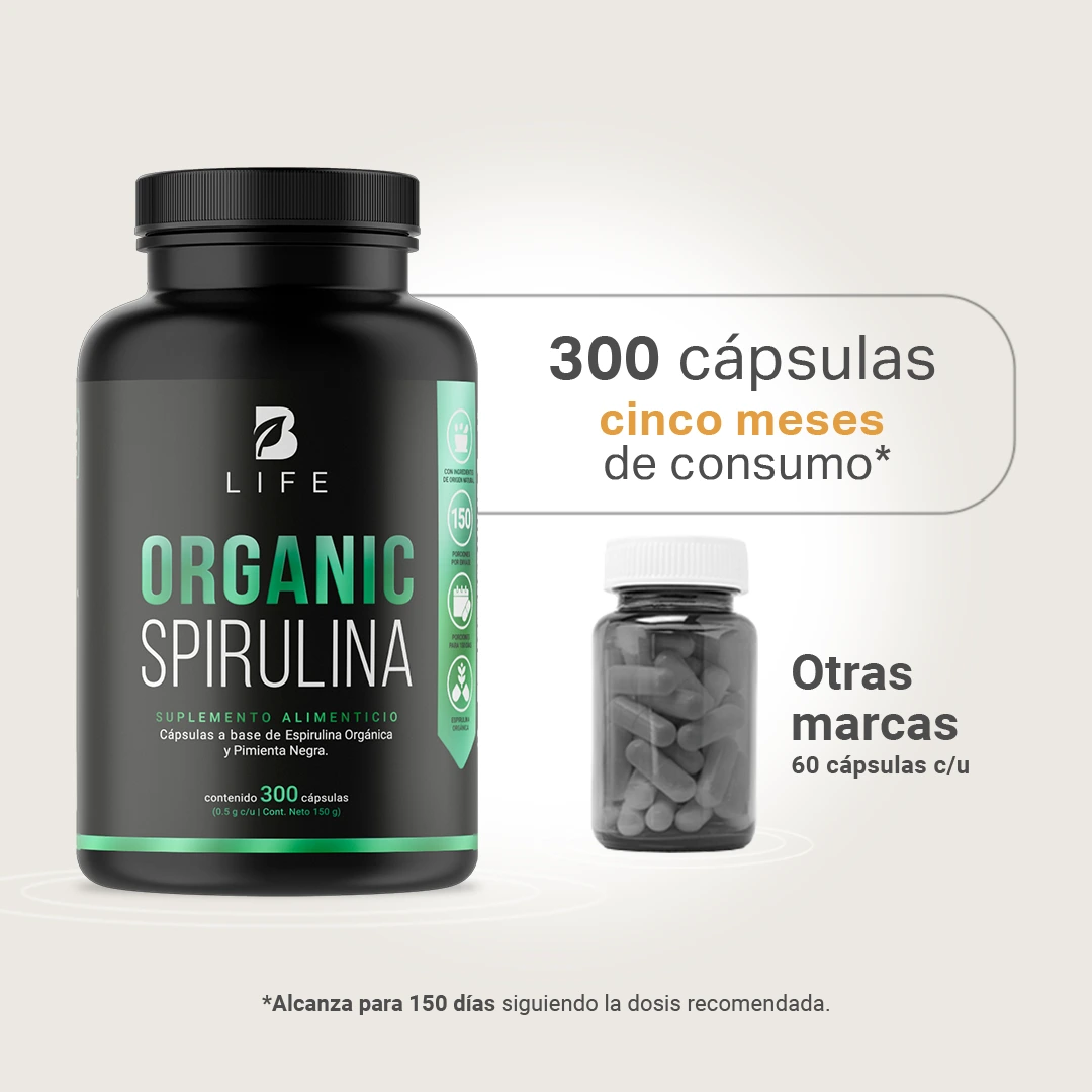 Organic Spirulina B Life® – Nutrición natural en cada cápsula
