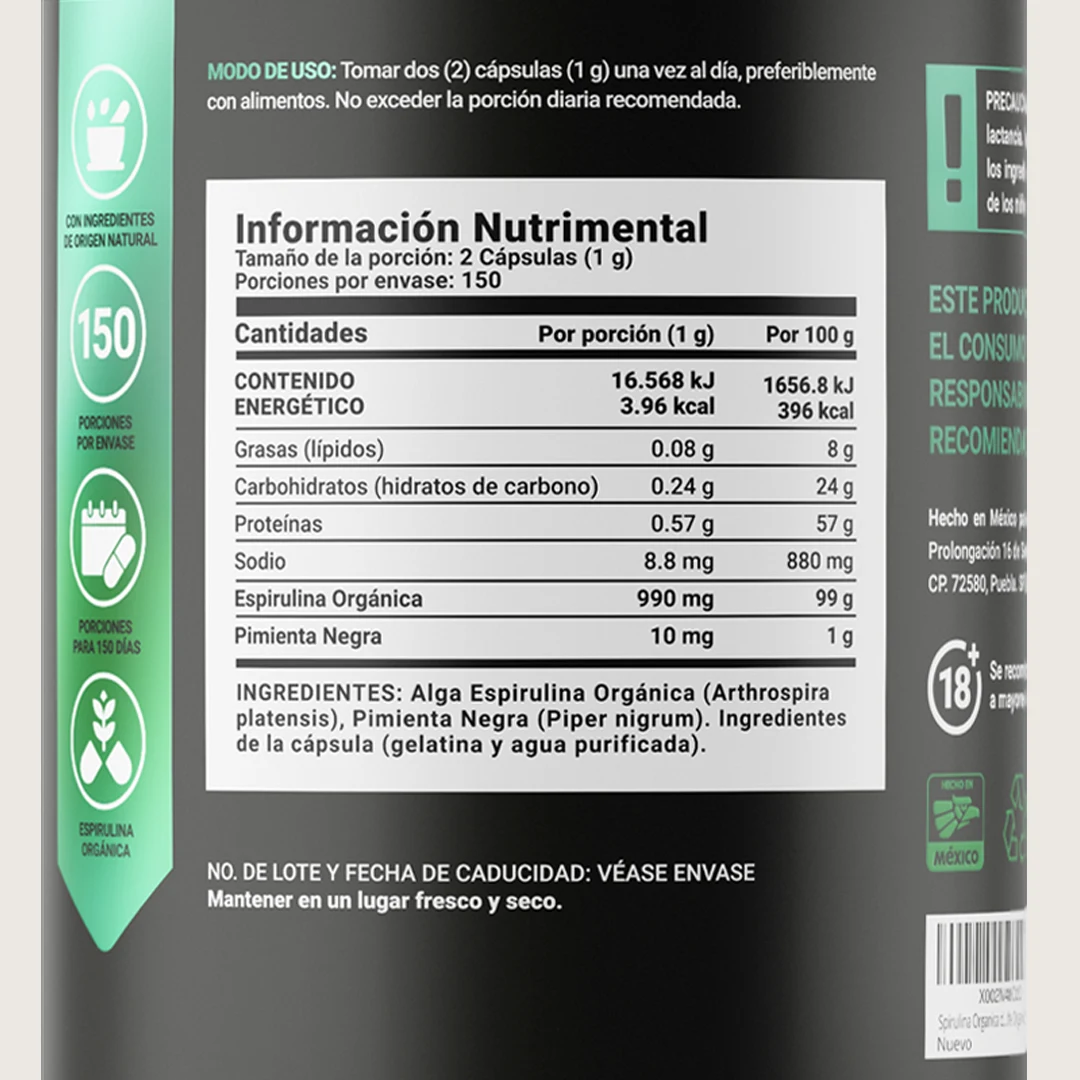 Organic Spirulina B Life® – Nutrición natural en cada cápsula