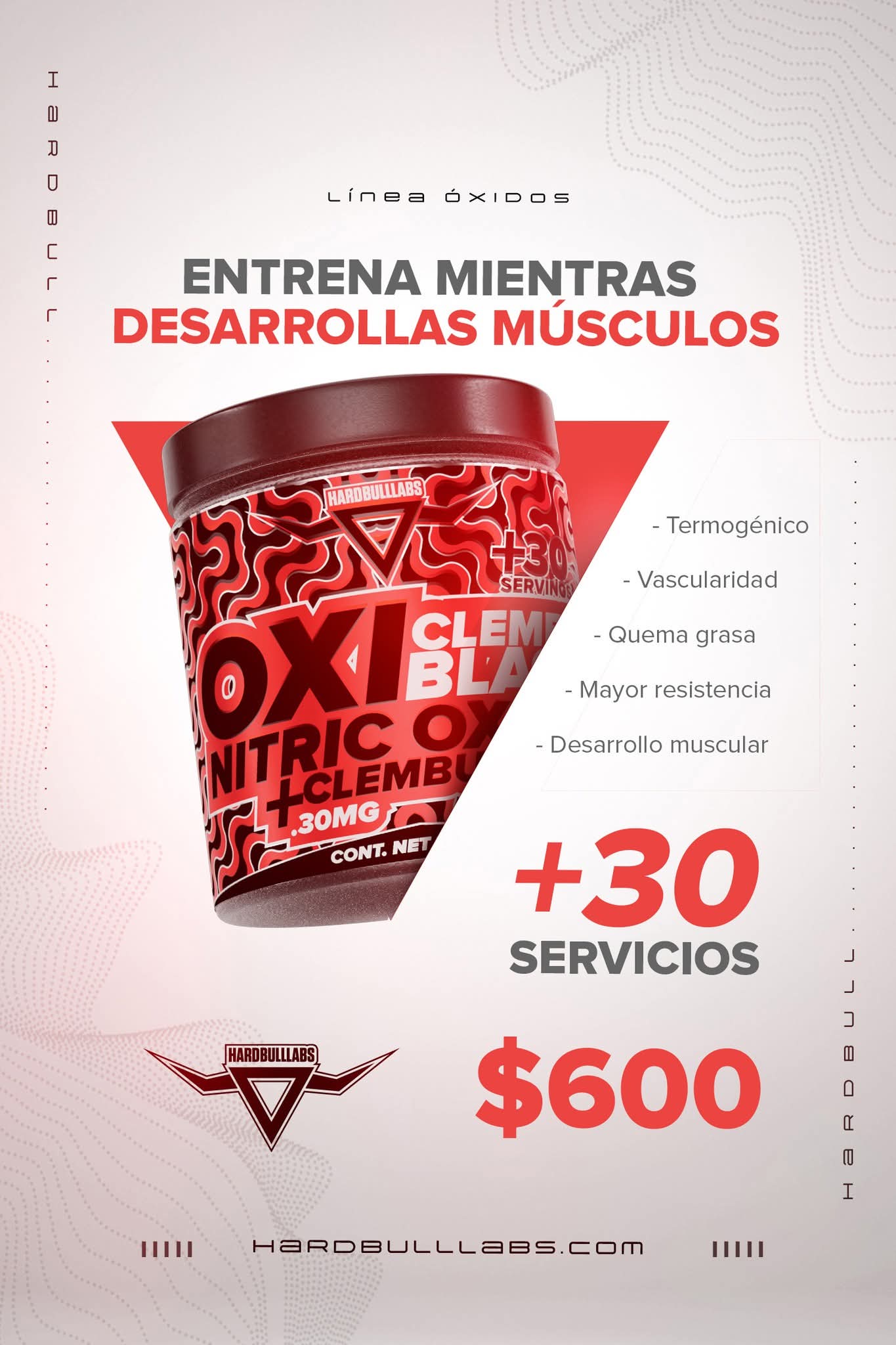 Pre-entreno Óxido Nítrico y Clembuterol