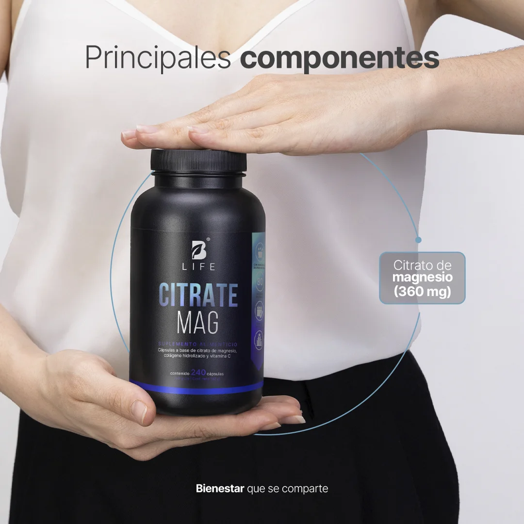 Citrate Mag B Life® – Magnesio de alta absorción con Vitamina C y Colágeno 