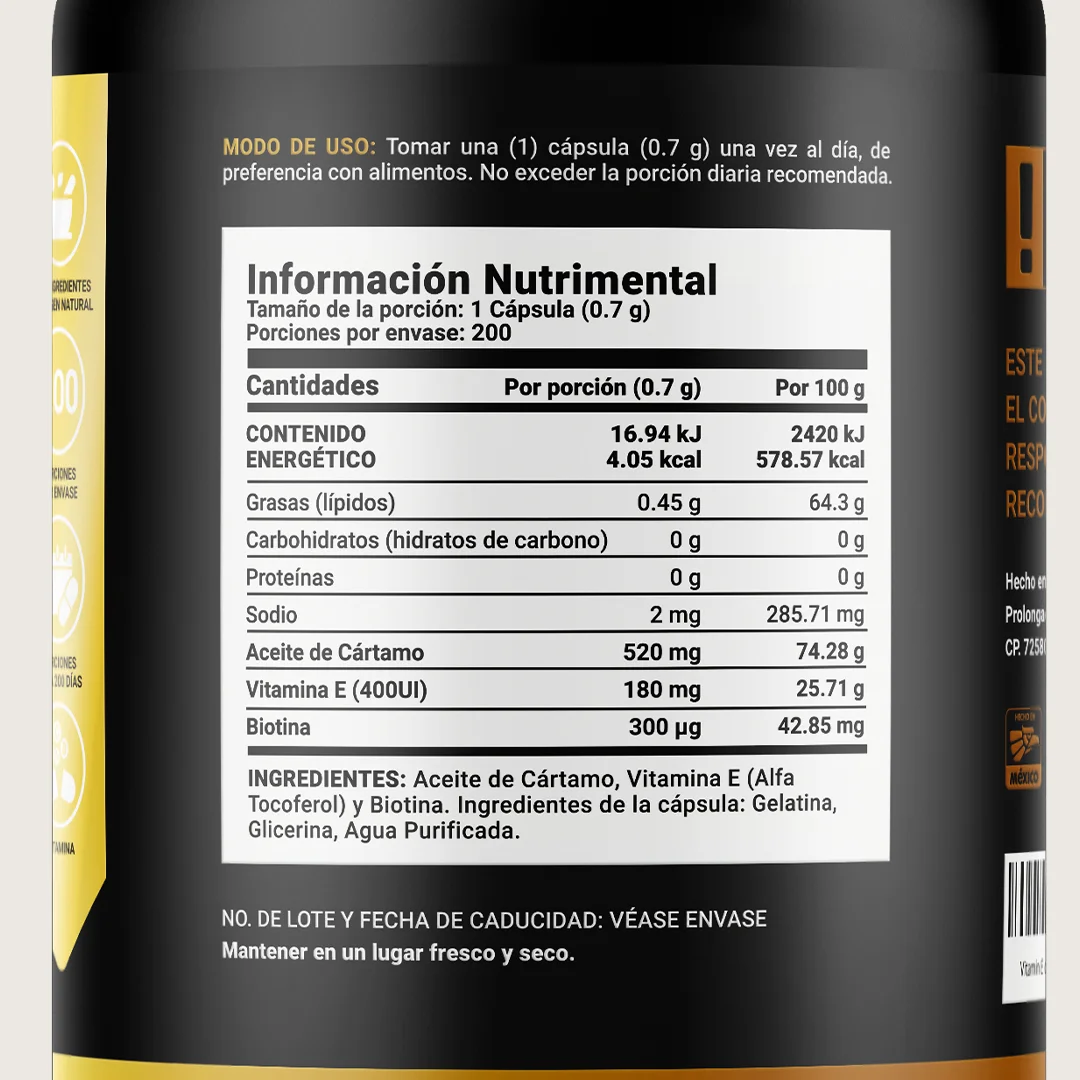Vitamina E & Biotina B Life® – 200 cápsulas