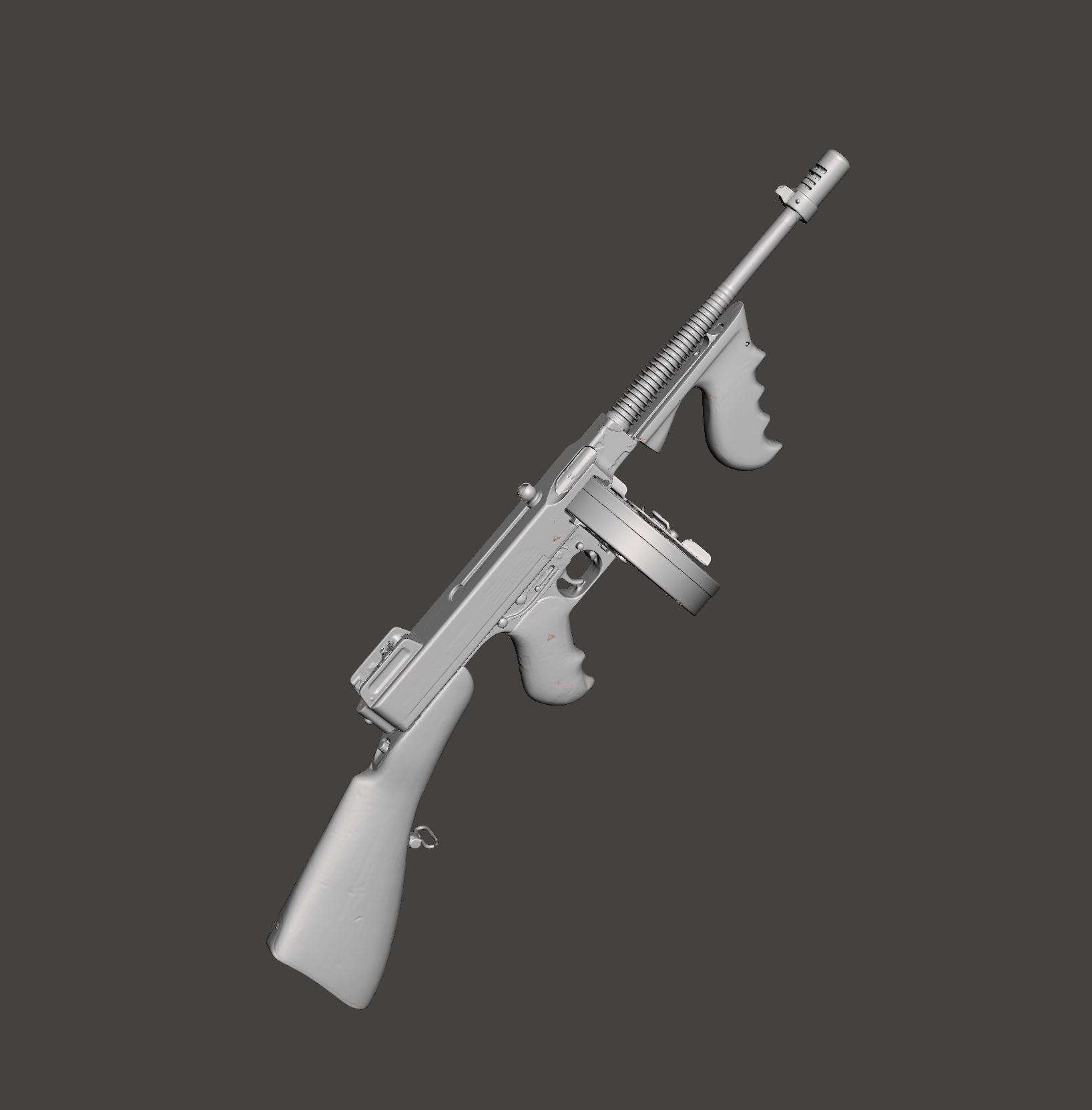 Thompson M28 with Cutts Compensator and drum magazine