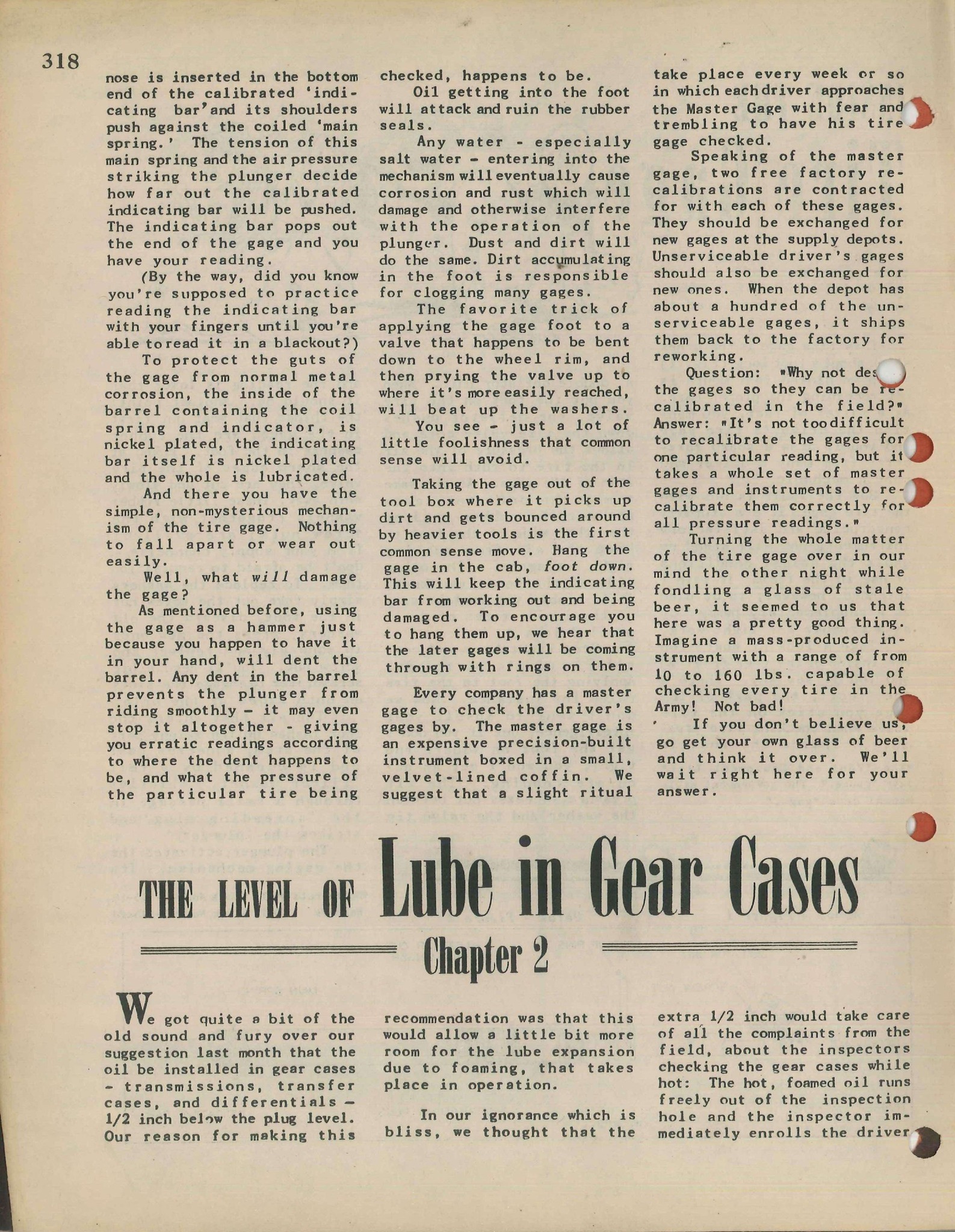 12" Schrader Tyre Gauge