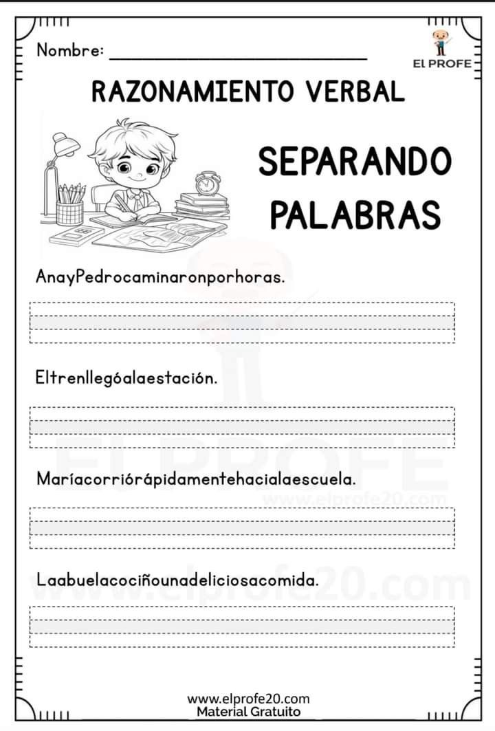 Hoja de trabajo de razonamiento verbal