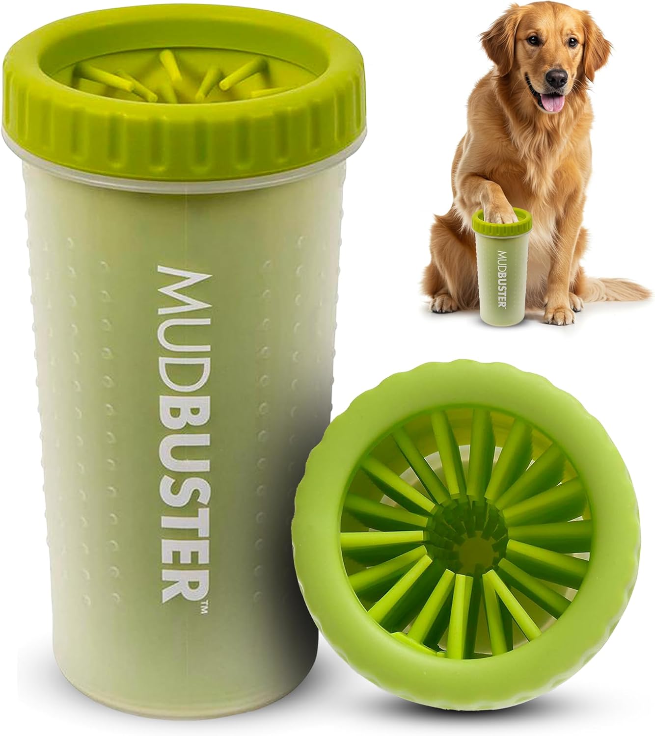Dexas MudBuster Portable Dog Paw Cleaner, Green Large Paw Cleaning Solution
