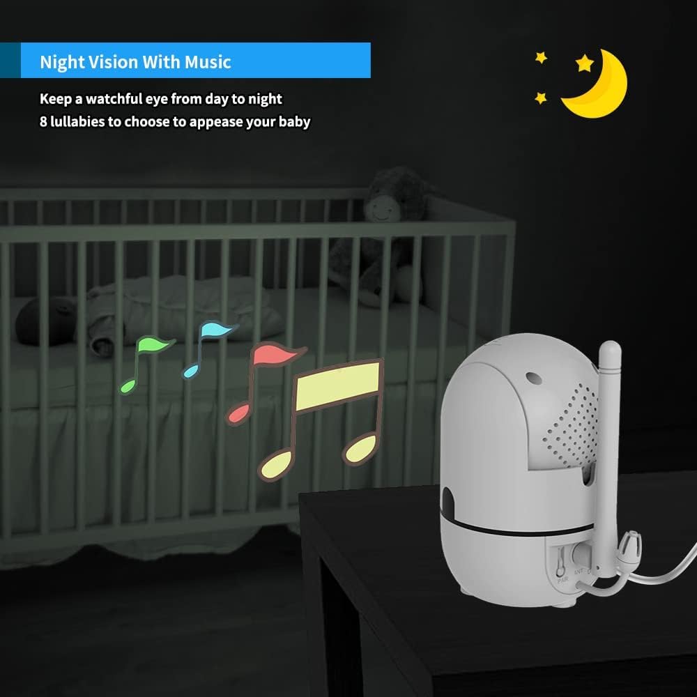 HelloBaby No WiFi Baby Monitor 5" Screen 30-Hour Battery Pan-Tilt-Zoom Video 