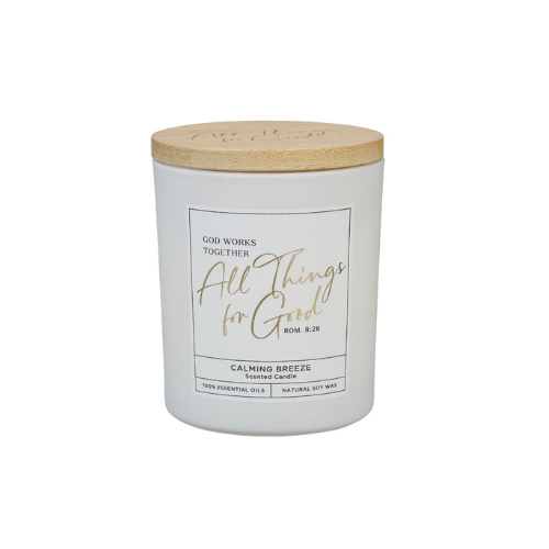All Things For Good Calming Breeze Candle in a Glass Jar - Romans 8:28