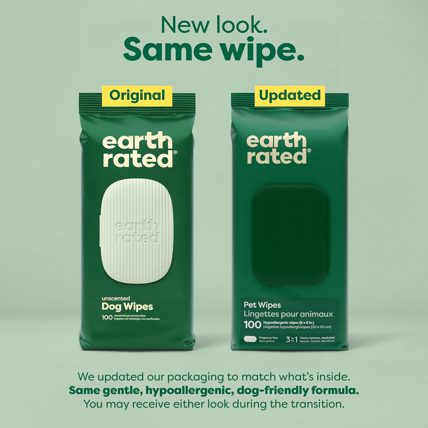 Earth Rated Pet Wipes for Dogs and Cats (100 Count, Unscented)