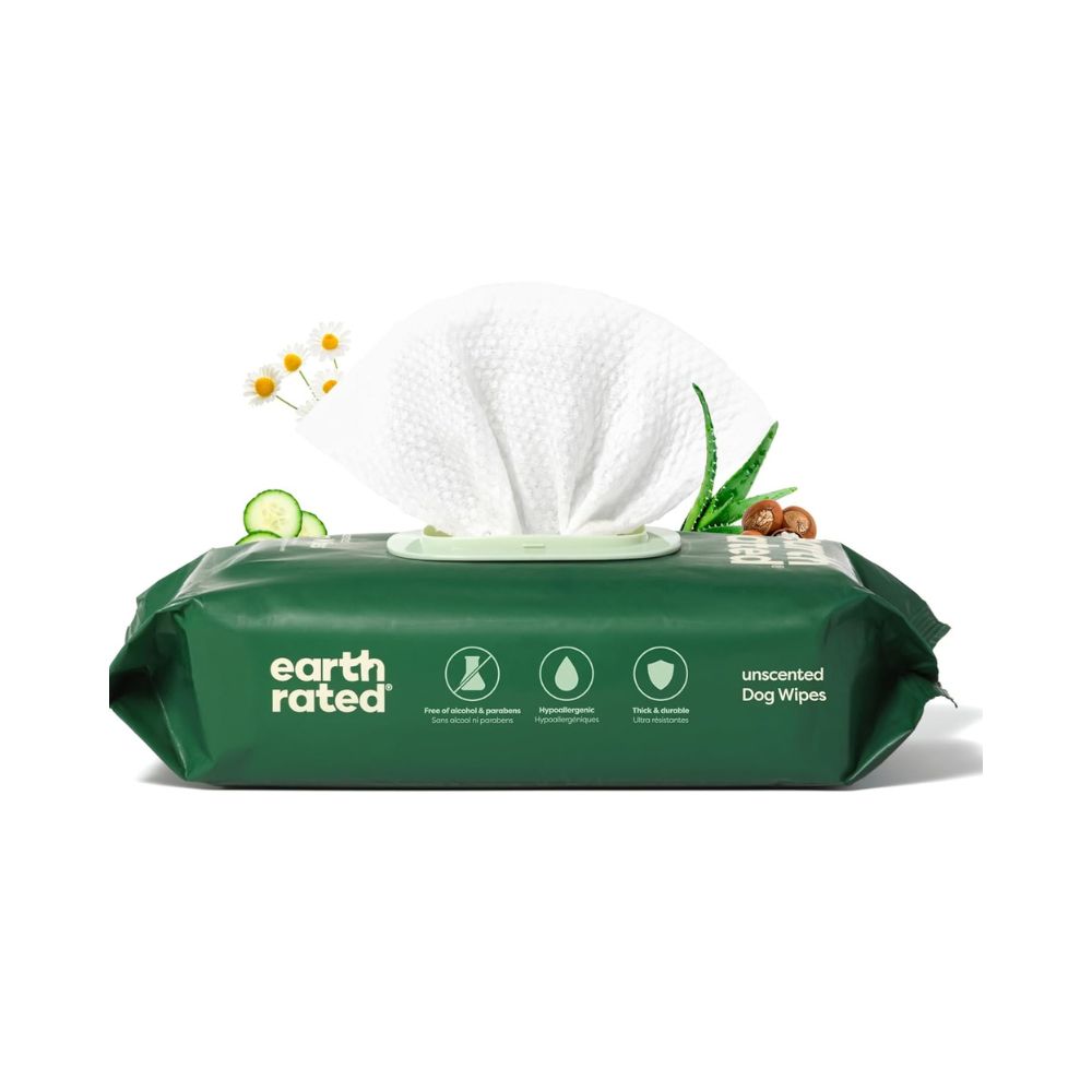 Earth Rated Pet Wipes for Dogs and Cats (100 Count, Unscented)