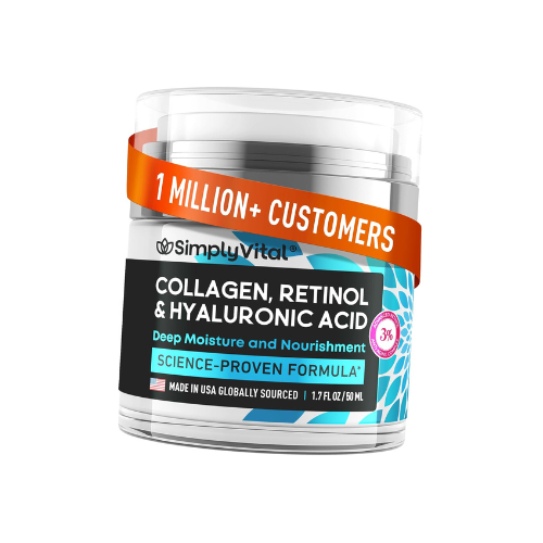 SimplyVital Collagen, Retinol & Hyaluronic Acid Cream - Anti-Aging Face Moisturizer, 1.7oz