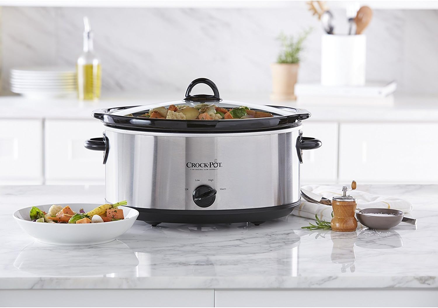 Crock-Pot 7 Quart Oval Manual Slow Cooker, Stainless Steel (SCV700-S-BR)