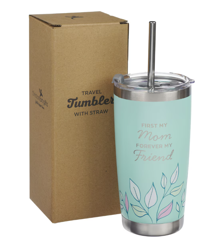Forever My Friend Green Stainless Steel Travel Tumbler with Straw - Isaiah 62:4