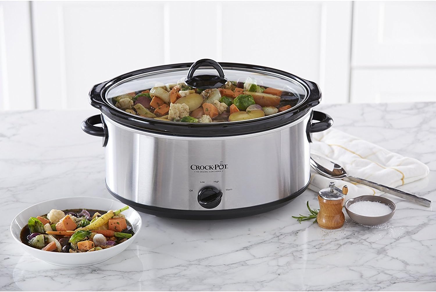 Crock-Pot 7 Quart Oval Manual Slow Cooker, Stainless Steel (SCV700-S-BR)