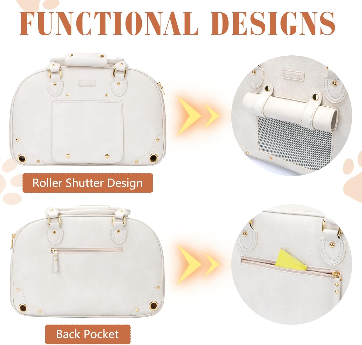 PetsHome Dog Carrier Purse, Pet Carrier, Waterproof Premium Leather Pet Travel Portable Bag