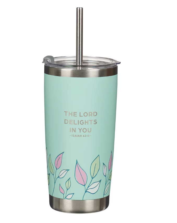 Forever My Friend Green Stainless Steel Travel Tumbler with Straw - Isaiah 62:4