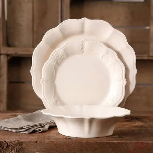 Scalloped Dinnerware Set, White
