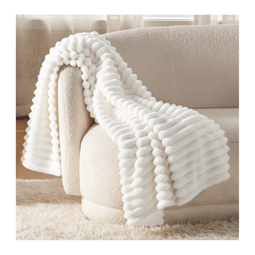 Bedsure GentleSoft White Throw Blanket for Couch - Cozy Blanket for Women, Off White, 50x60 Inches