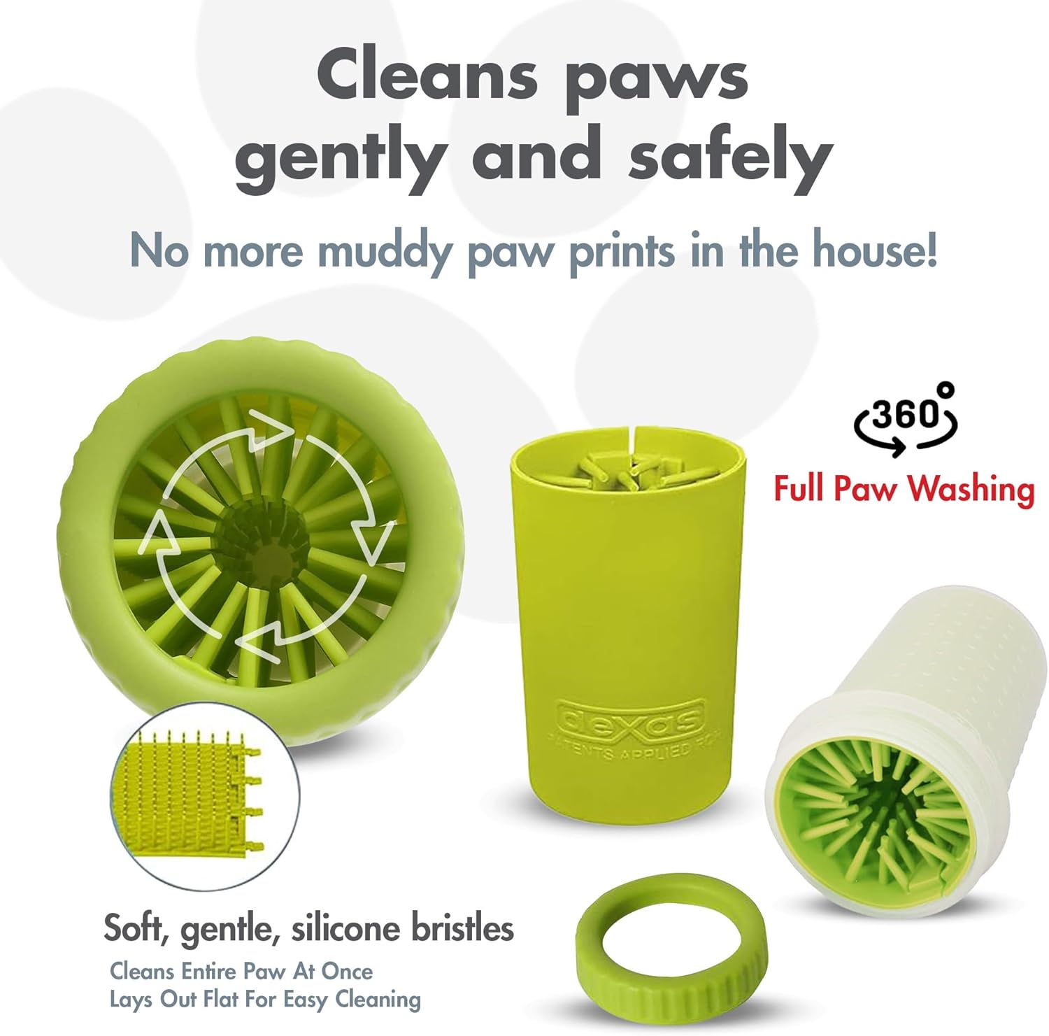 Dexas MudBuster Portable Dog Paw Cleaner, Green Large Paw Cleaning Solution