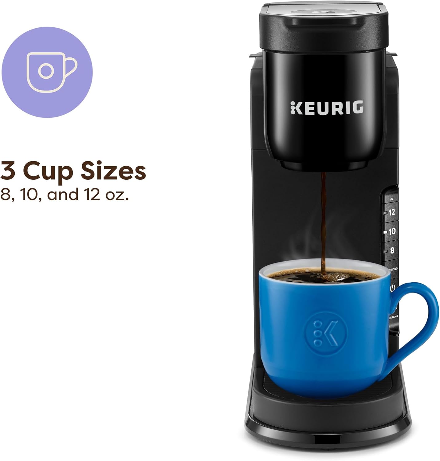 Keurig K-Express Single Serve K-Cup Pod Coffee Maker, 3 Brew Sizes, Strong Button Feature, 42oz Removable Reservoir, Black