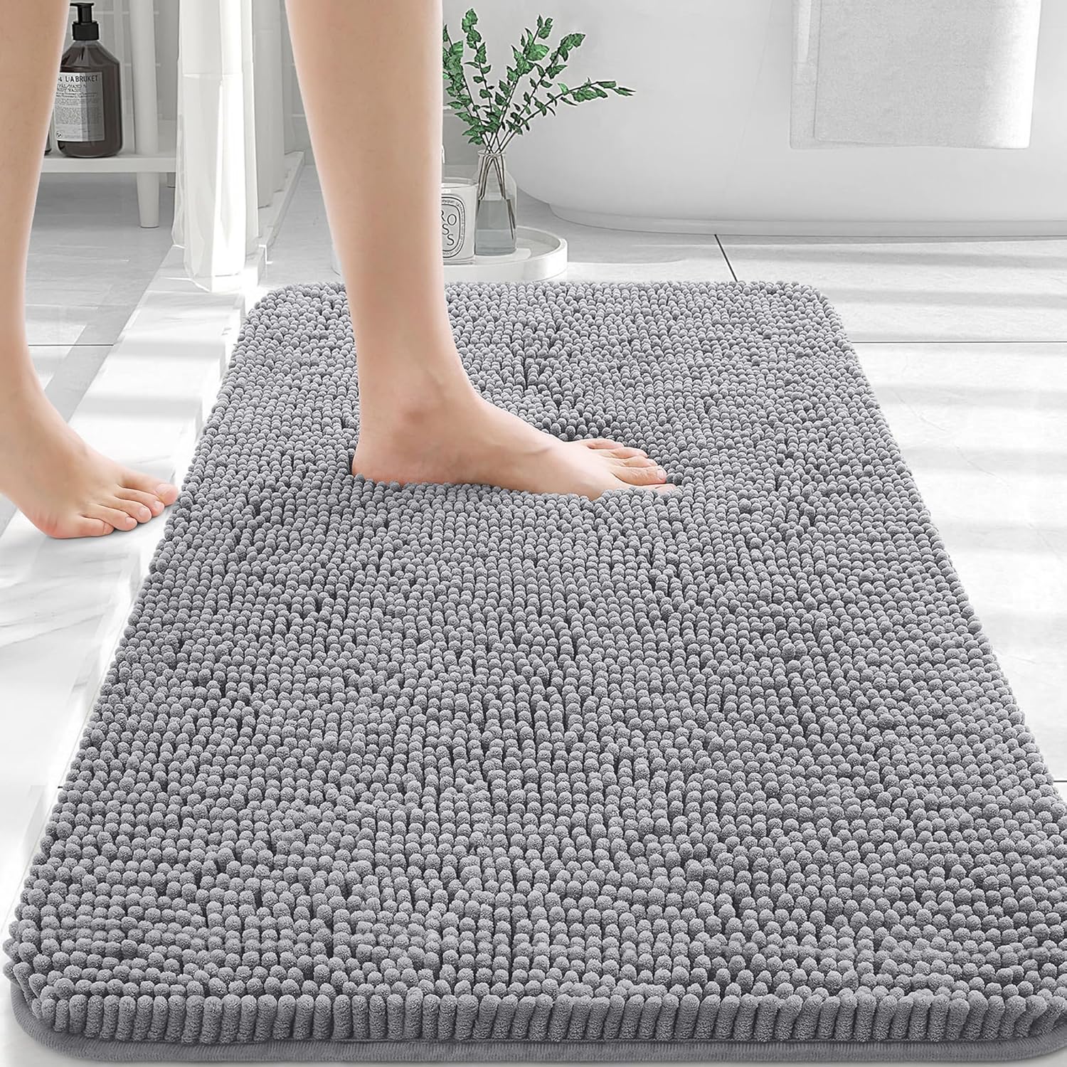 Bathroom Rugs 36x24, Extra Soft Absorbent Chenille Bath Rugs, Rubber Backing Quick Dry