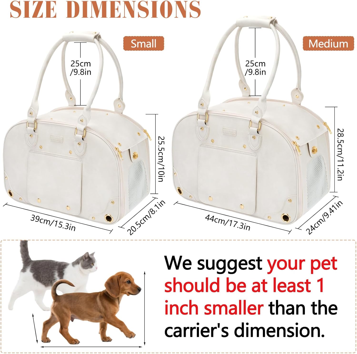 PetsHome Dog Carrier Purse, Pet Carrier, Waterproof Premium Leather Pet Travel Portable Bag