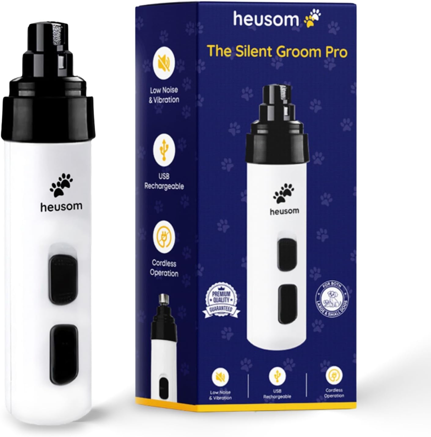 Silent Groom Pro Pet Nail Grinder | Whisper Quiet Claw Trimmer for Dogs, Cats and Other Animals